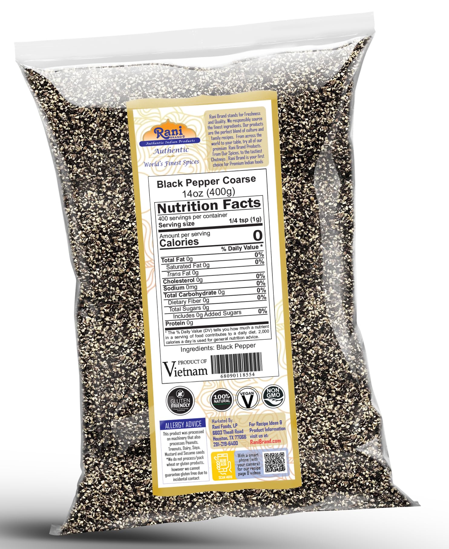 Rani Black Pepper Coarse Ground 28 Mesh (Table Grind), 14oz (400g) ~ All Natural | Vegan | Gluten Friendly | NON-GMO - Image 7
