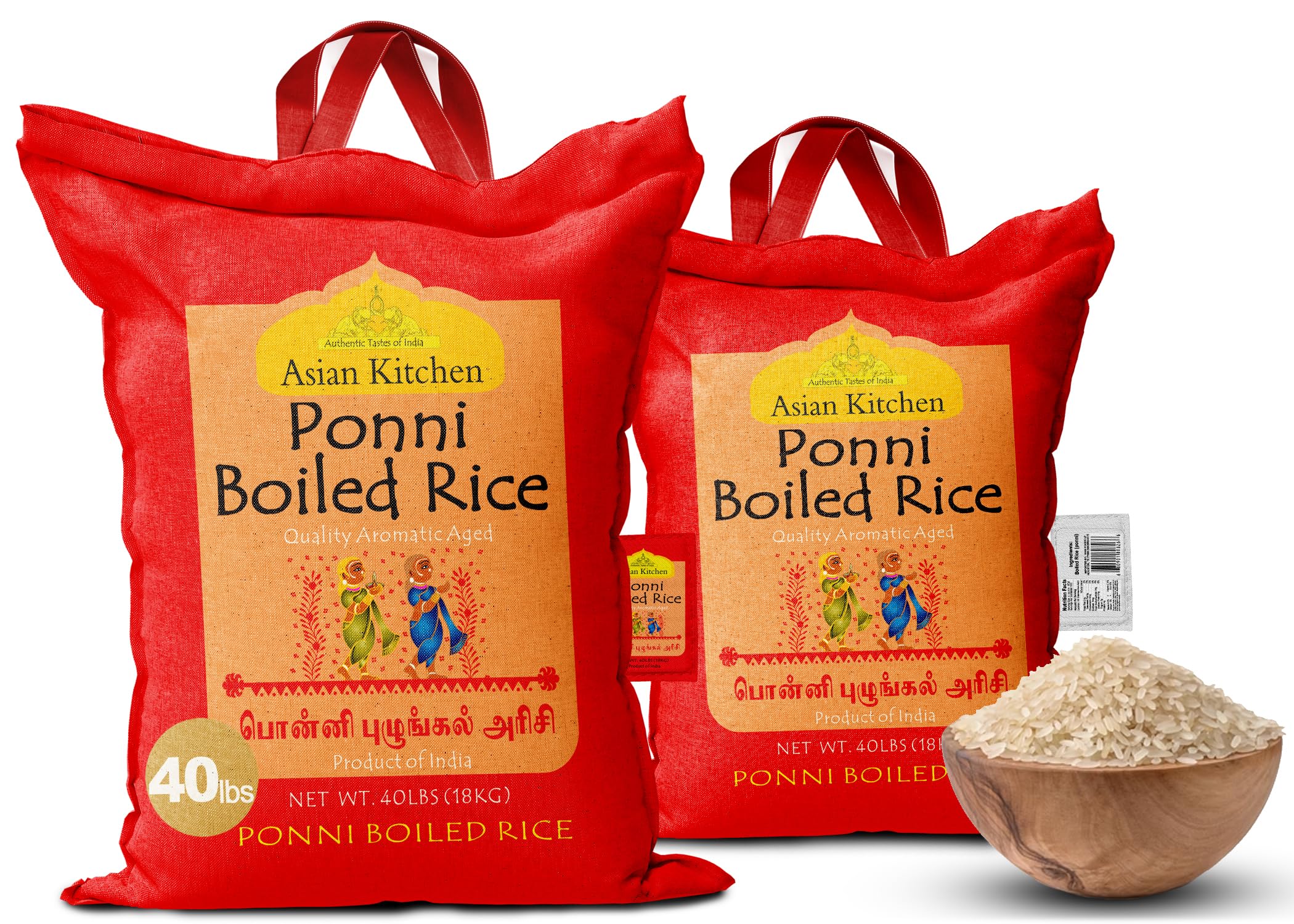 Asian Kitchen Ponni Boiled Rice 40-Pound Bag, 40lbs (18.14kg) Short Grain Rice ~ All Natural | Gluten Friendly | Vegan | Indian Origin | Export Quality - Image 4