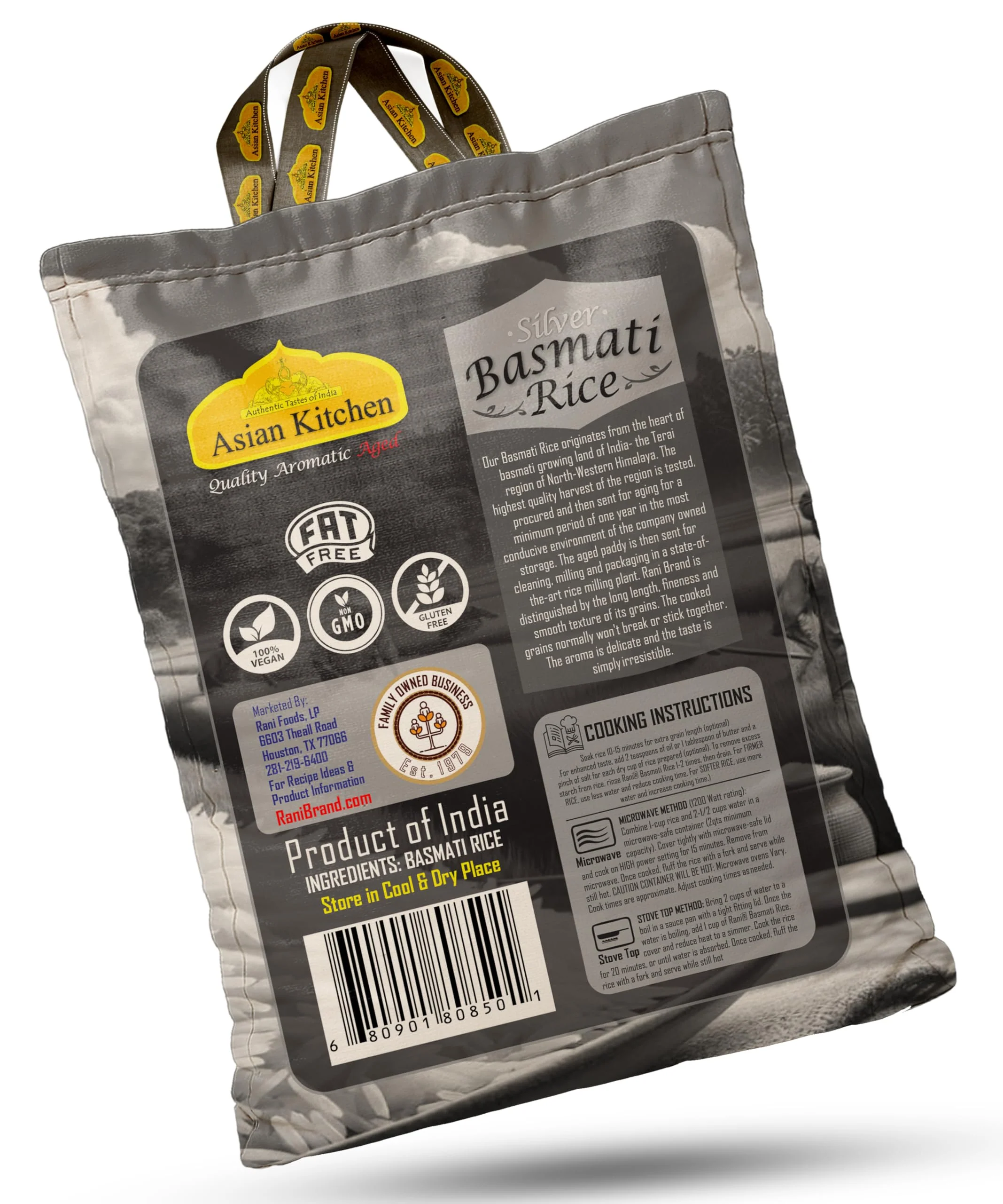 Asian Kitchen Silver White Basmati Rice Aged, 10 Pound (10lbs, 4.54kg) ~ All Natural | Gluten Friendly | Vegan | Indian Origin | Export Quality - Image 8