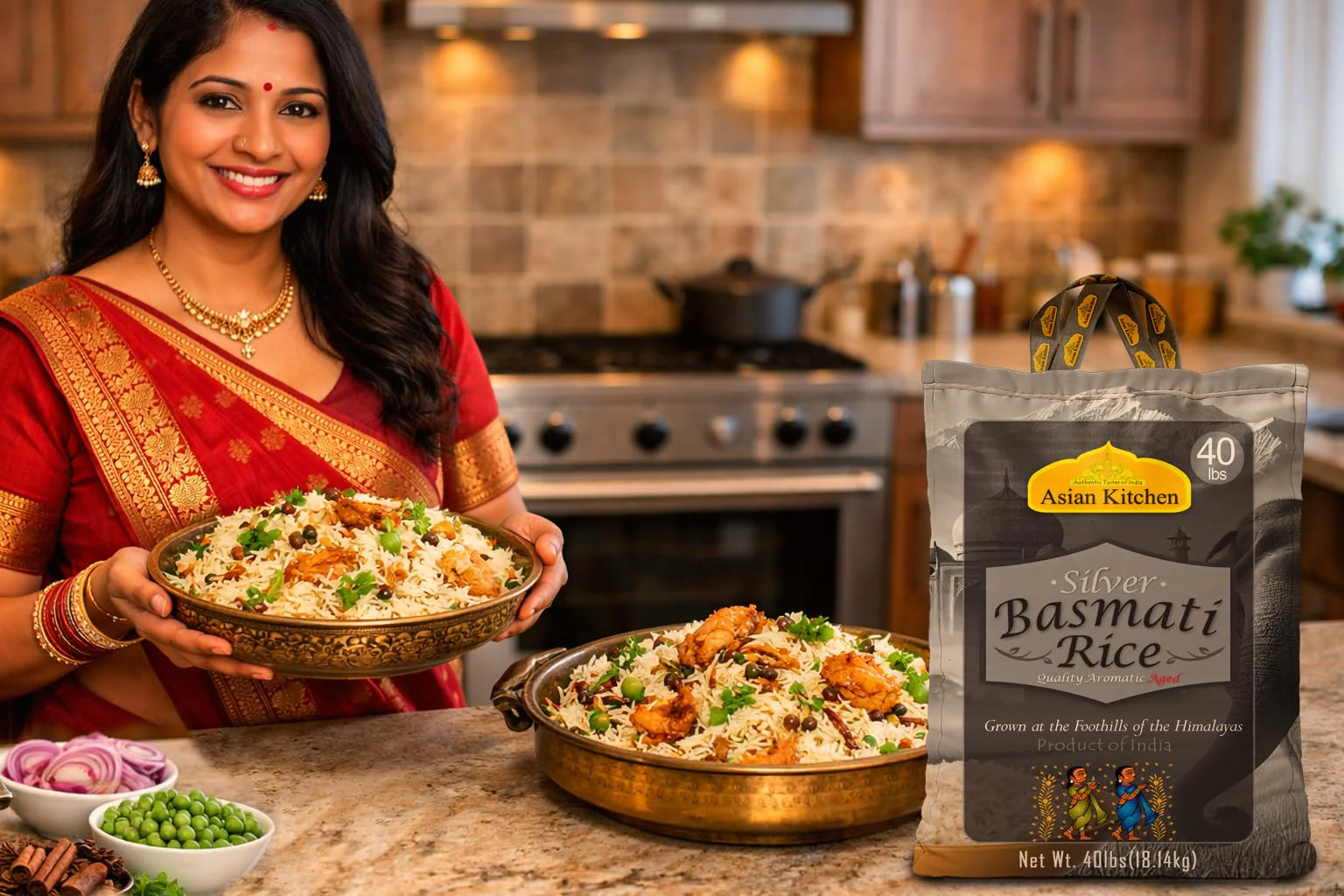 Asian Kitchen Silver White Basmati Rice Aged 40lbs (18.18kg) ~ All Natural | Gluten Friendly | Vegan | Indian Origin | Export Quality - Image 5