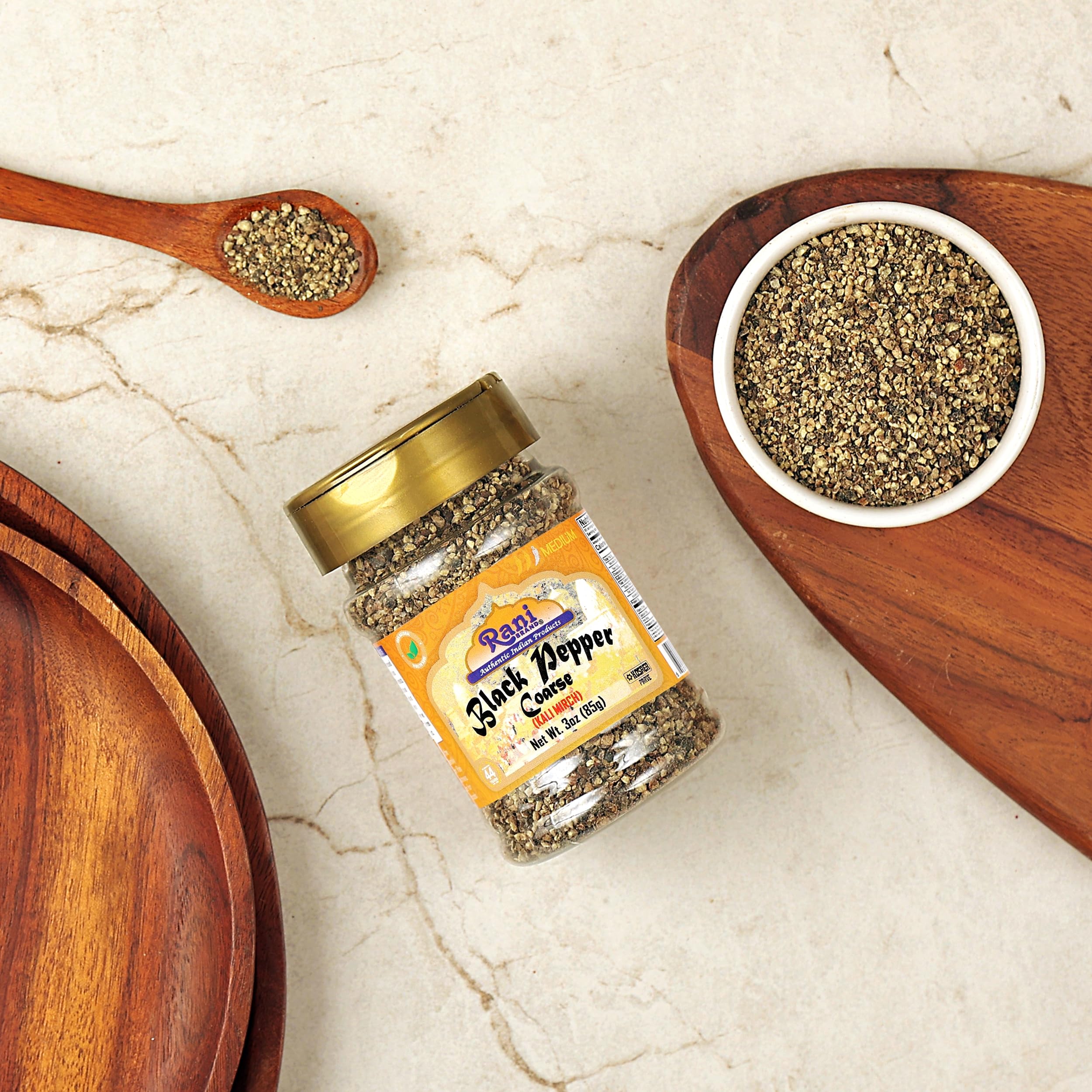 Rani Black Pepper Coarse Ground 28 Mesh (Table Grind), 3oz (85g) PET Jar ~ Gluten Friendly, Non-GMO, All Natural | Kosher - Image 2