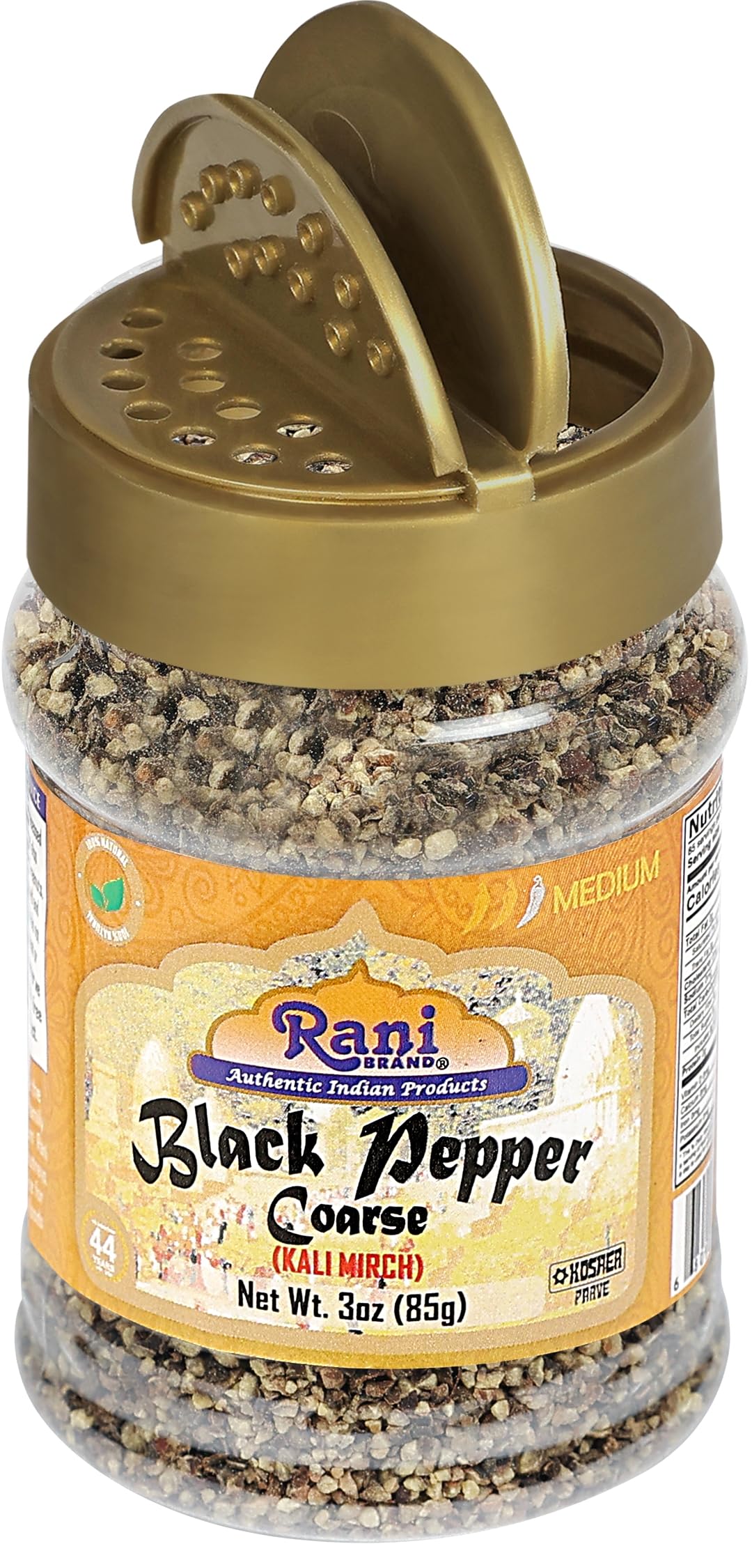 Rani Black Pepper Coarse Ground 28 Mesh (Table Grind), 3oz (85g) PET Jar ~ Gluten Friendly, Non-GMO, All Natural | Kosher - Image 3