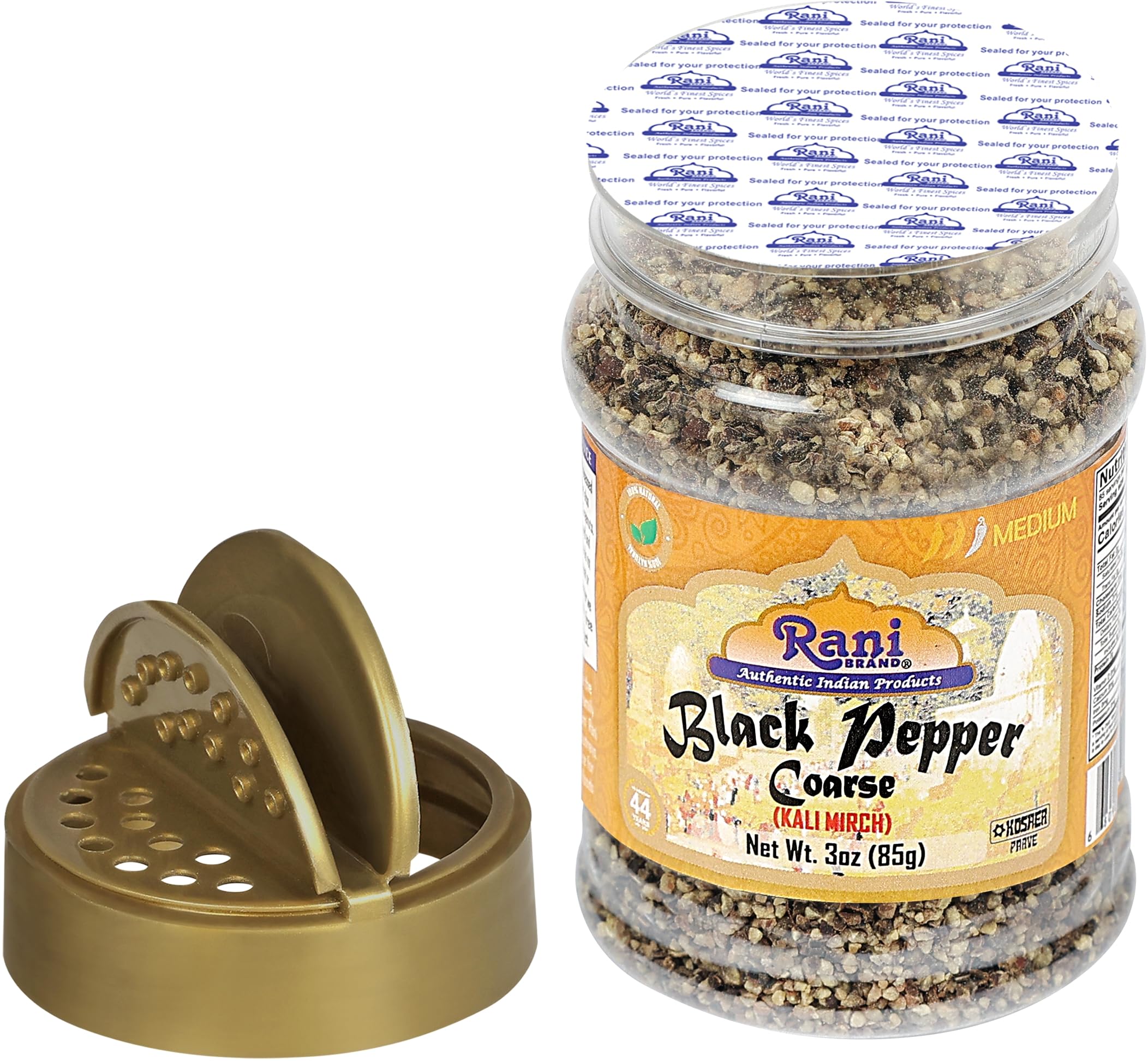 Rani Black Pepper Coarse Ground 28 Mesh (Table Grind), 3oz (85g) PET Jar ~ Gluten Friendly, Non-GMO, All Natural | Kosher - Image 4