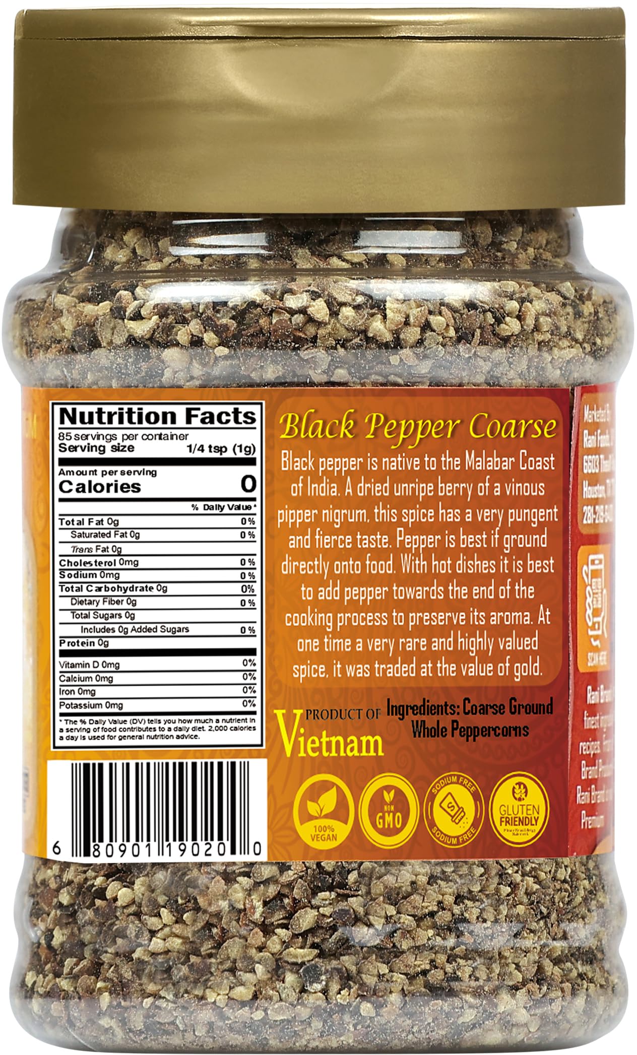 Rani Black Pepper Coarse Ground 28 Mesh (Table Grind), 3oz (85g) PET Jar ~ Gluten Friendly, Non-GMO, All Natural | Kosher - Image 5