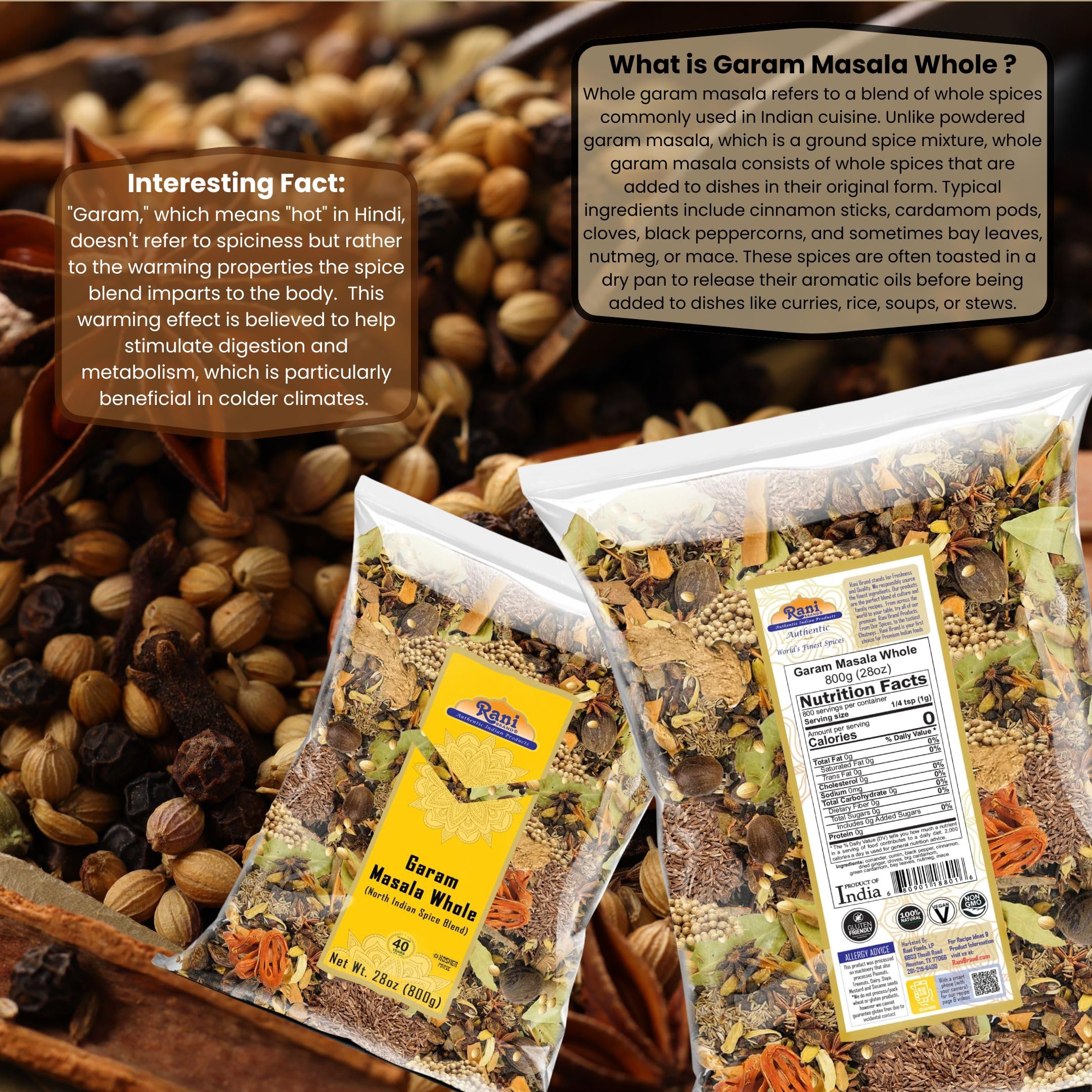 Rani Garam Masala Indian 11-Whole Spices Blend 28oz (800g) ~ All Natural, Salt-Free | Vegan | No Colors | Gluten Friendly | NON-GMO | Kosher | Indian Origin - Image 5