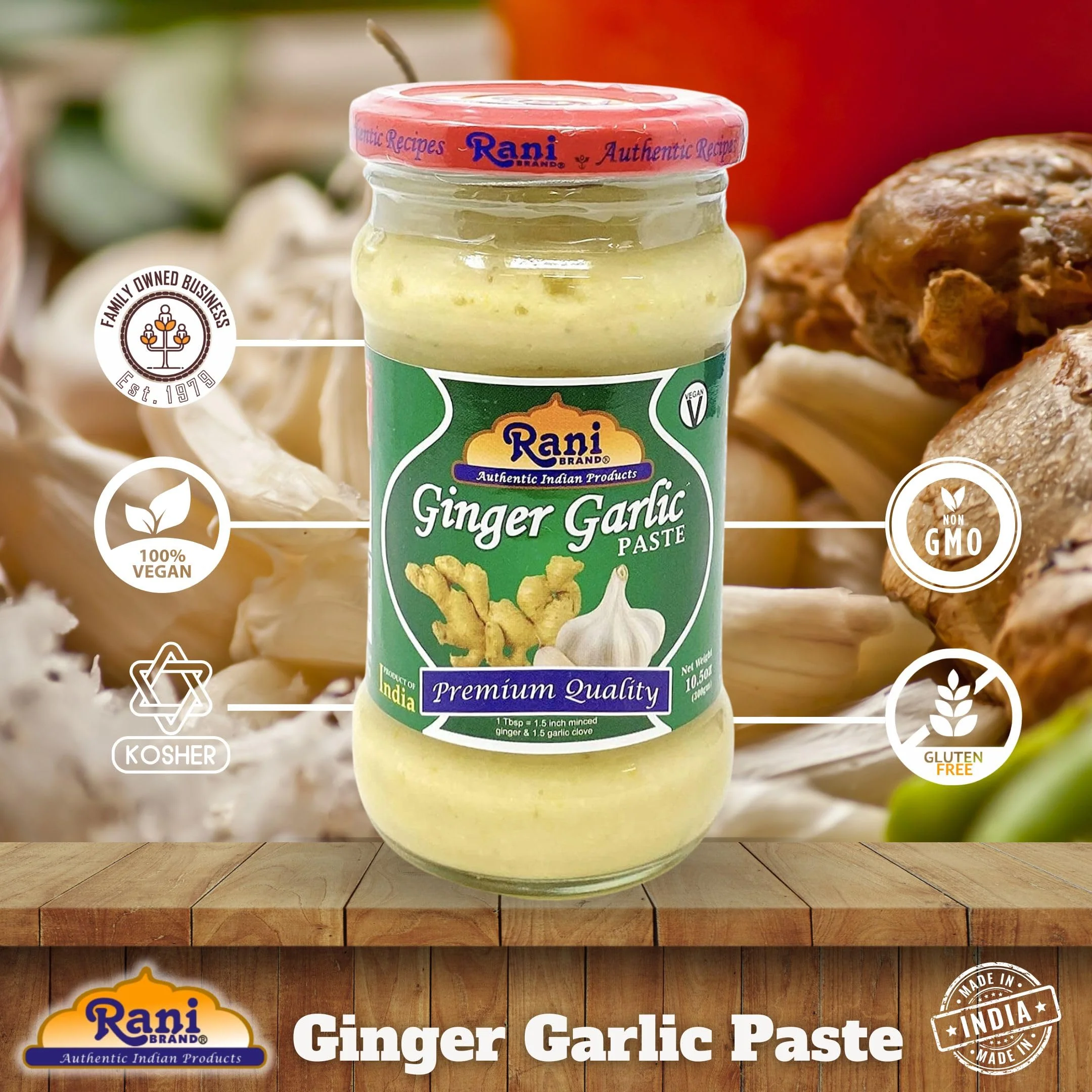 Rani Ginger-Garlic Cooking Paste 10.58oz (300g) ~ Pack of 6 ~ Vegan | Glass Jar | Gluten Free | NON-GMO | No Colors | Indian Origin - Image 4