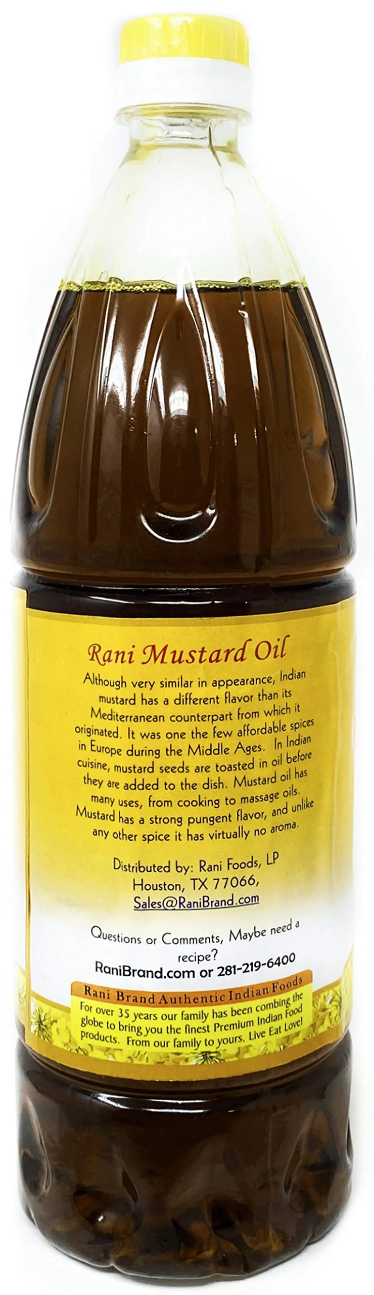 Rani Mustard Oil (Kachi Ghani) 33.8 Ounce (1 Liter) Pack of 12, NON-GMO | Gluten Free | Vegan | 100% Natural - Image 4