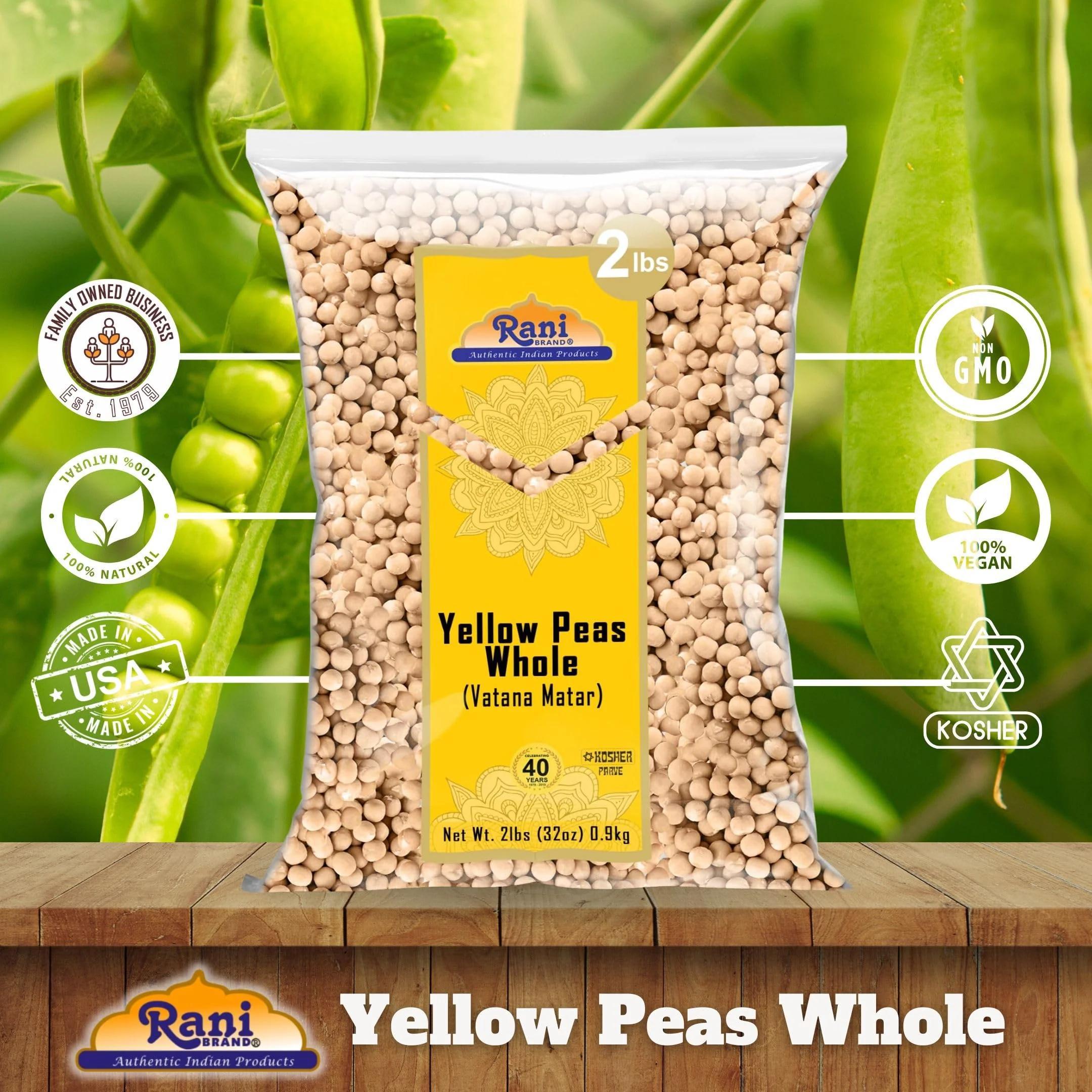 Rani Yellow Peas Whole, Dried (Vatana, Matar) 32oz (2lbs) 907g ~ All Natural | Vegan | Gluten Friendly | Kosher | Product of USA - Image 4