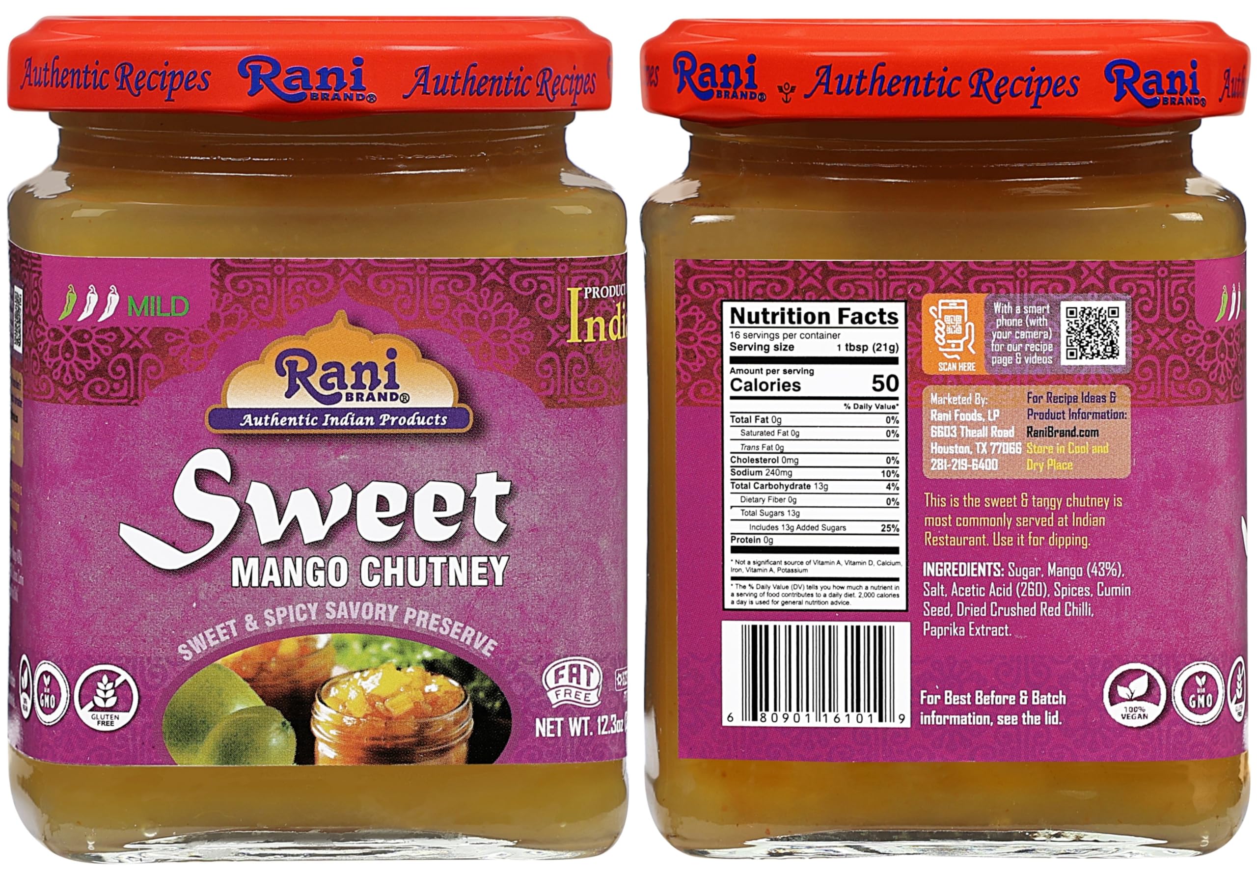 Rani 3-in-1 Mango Chutney (Hot, Sweet, Major Grey Combo Pack) 12.3oz (350g) Glass Jar, Ready to eat, Vegan ~ Gluten Free, All Natural, NON-GMO, Kosher - Image 5