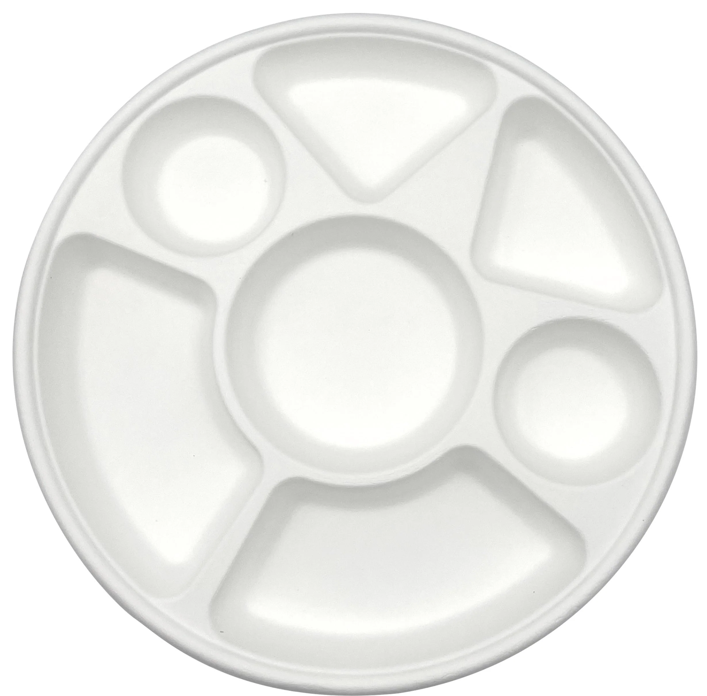 Rani 7 Compartment Round Biodegradable Divided Plates, Pack of 125 ~ Party, Thali, Buffet | Disposable & Eco-Friendly | Heavy-Duty Sturdy Paper Bagasse | Premium Quality | 11" Diameter, 1.38" Height - Image 7