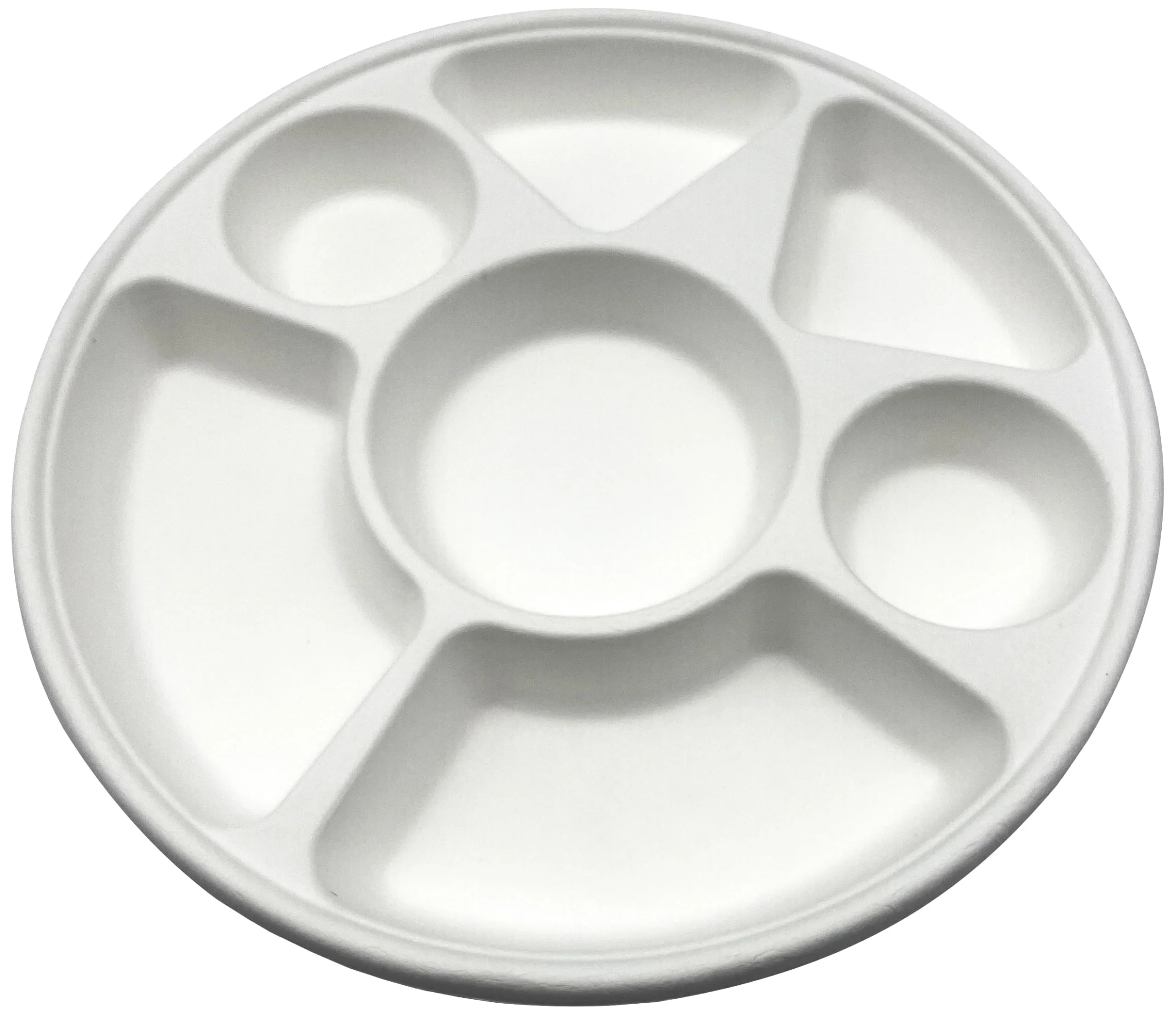 Rani 7 Compartment Round Biodegradable Divided Plates, Pack of 500 ~ Party, Thali, Buffet | Disposable & Eco-Friendly | Heavy-Duty Sturdy Paper Bagasse | Premium Quality | 11" Diameter, 1.38" Height - Image 9