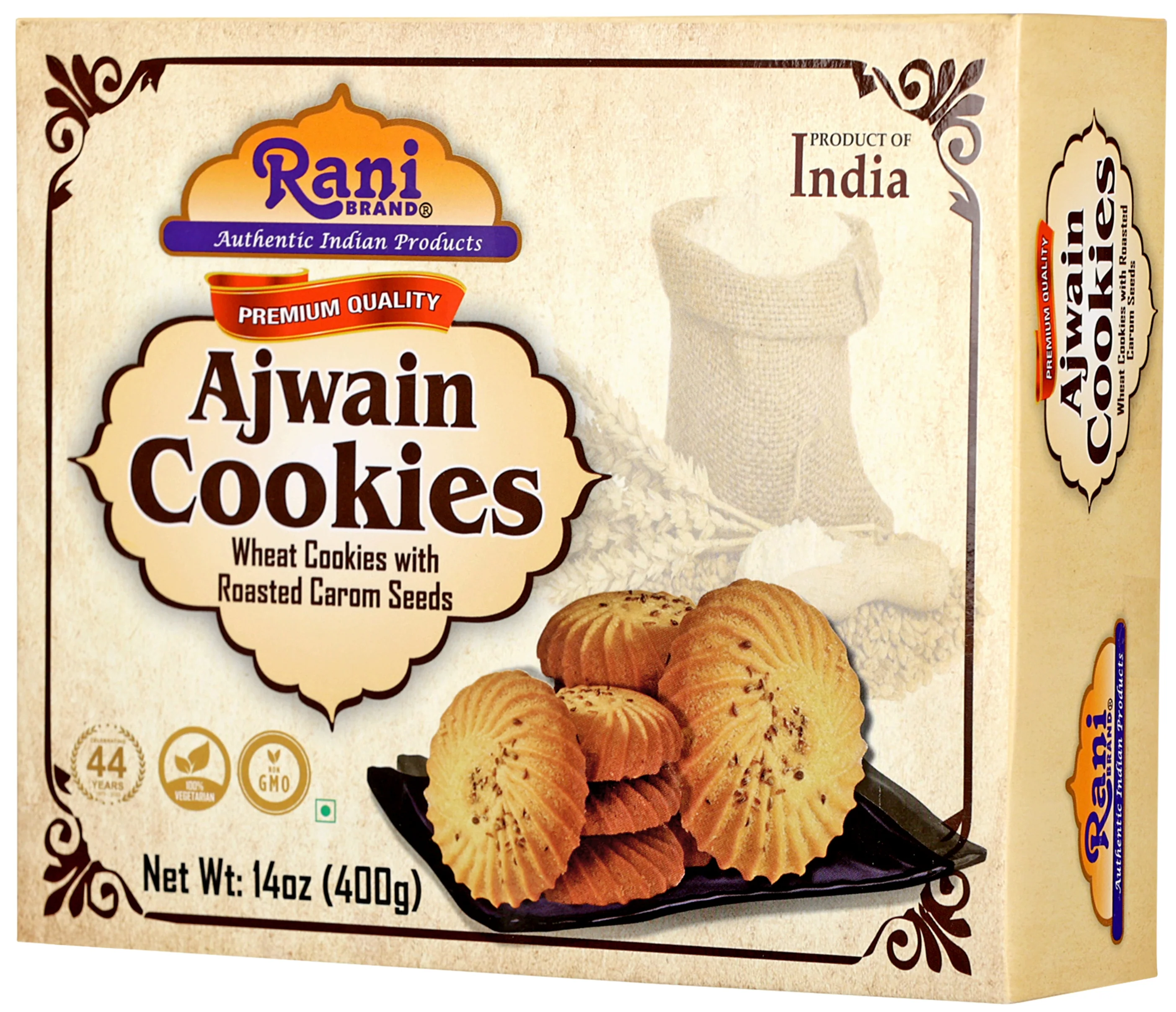 Rani Ajwain Cookies (Wheat Cookies with Roasted Carom Seeds) 14oz (400g) Pack of 3+1 FREE, Premium Quality Indian Cookies ~ All Natural | Vegan | Non-GMO | Indian Origin - Image 6