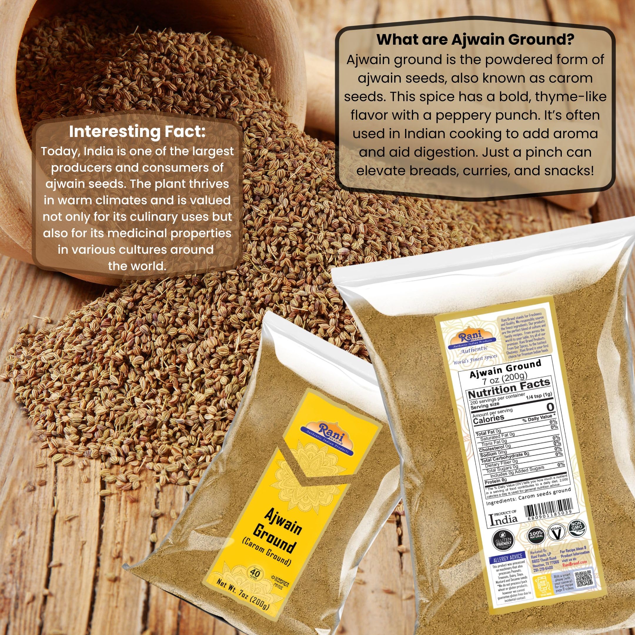 Rani Ajwain Powder (Carom Bishops Weed) Ground Spice 7oz (200g) ~ All Natural | Vegan | Gluten Friendly | NON-GMO | Kosher | Indian Origin - Image 3