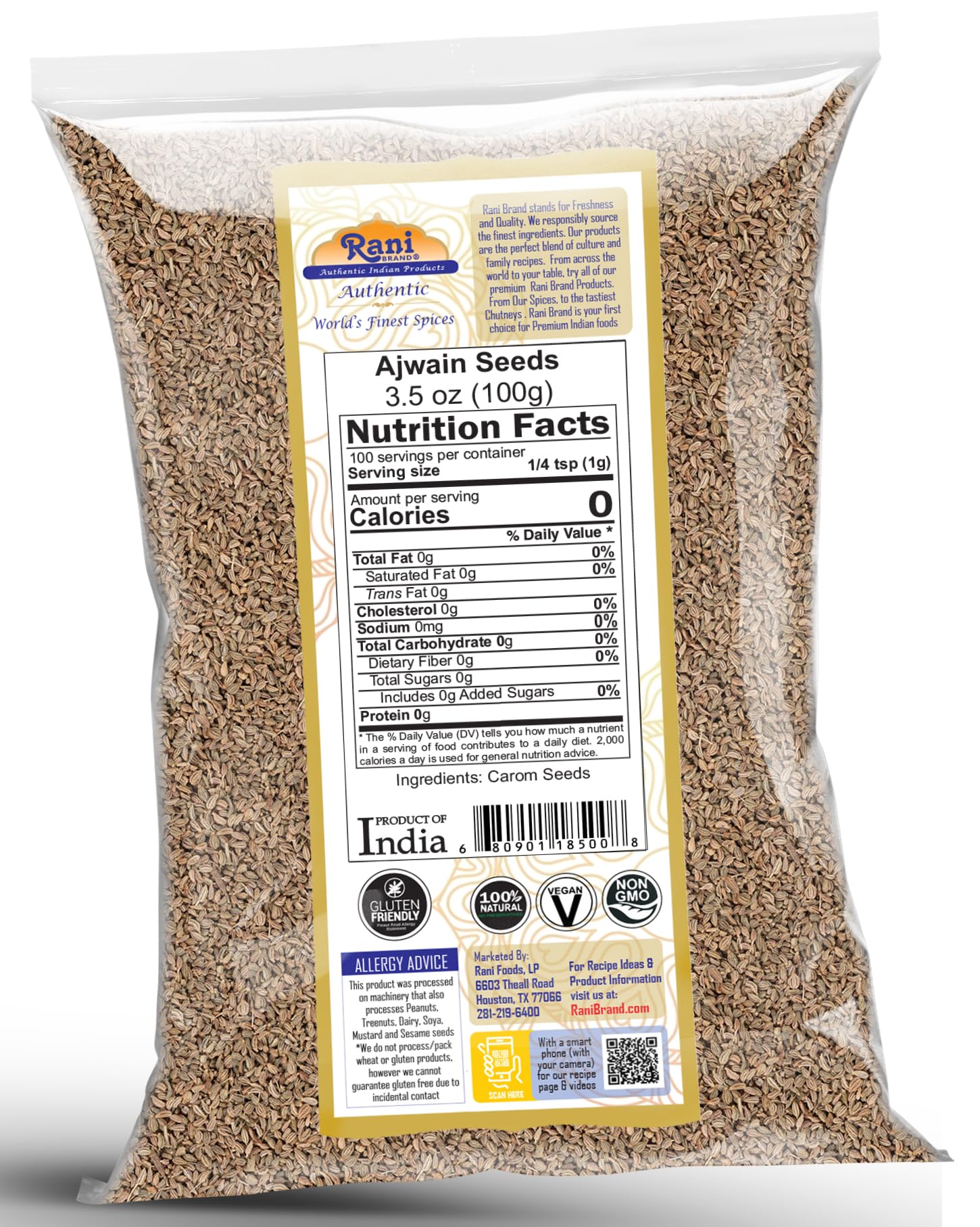 Rani Ajwain Seeds (Carom Bishops Weed) Spice Whole 3.5oz (100g) ~ Natural | Vegan | Gluten Friendly | NON-GMO | Kosher | Indian Origin - Image 8