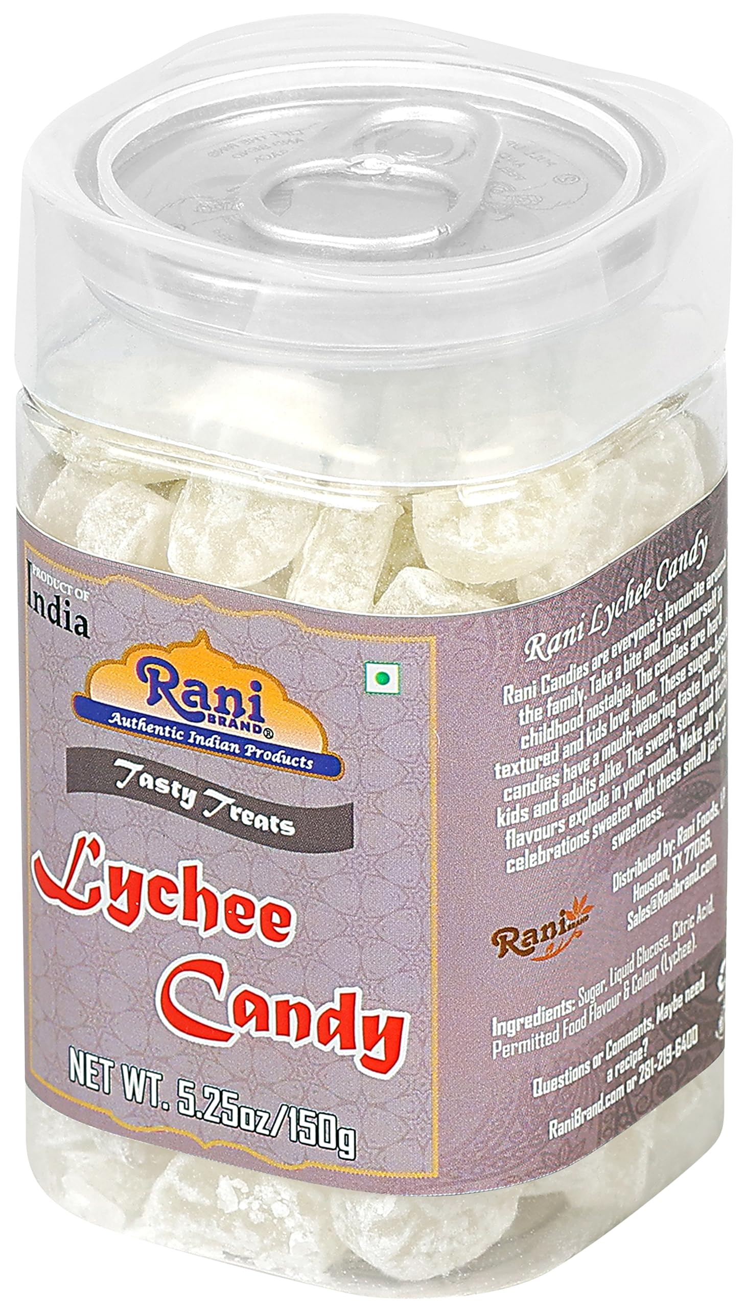 Rani Lychee Candy 5.25oz (150g) Vacuum Sealed, Easy Open Top, Resealable Container ~ Indian Tasty Treats | Vegan | Gluten Friendly | NON-GMO | Indian Origin - Image 9