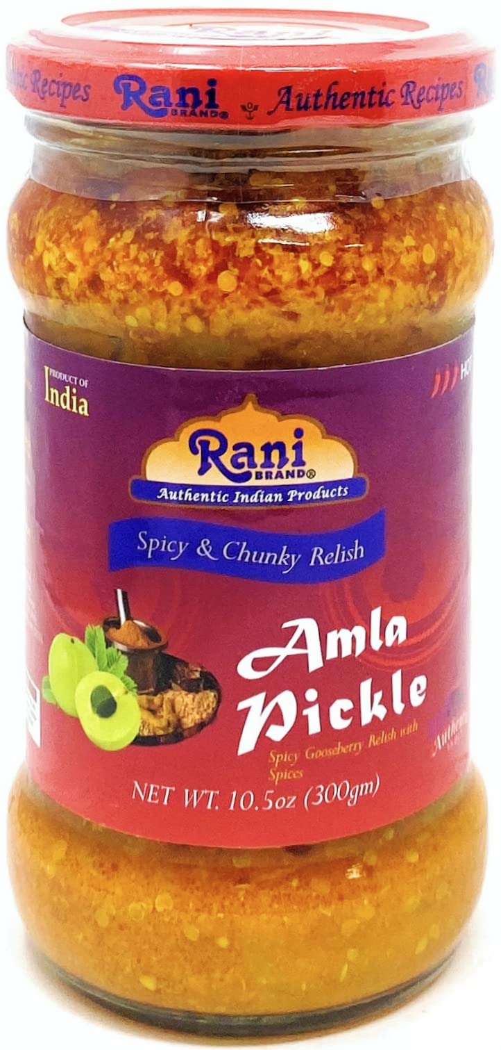 Rani Amla Pickle (Spicy Gooseberry Relish with Spices) 10.5oz (300g) Glass Jar ~ Vegan | Gluten Free | NON-GMO | No Colors