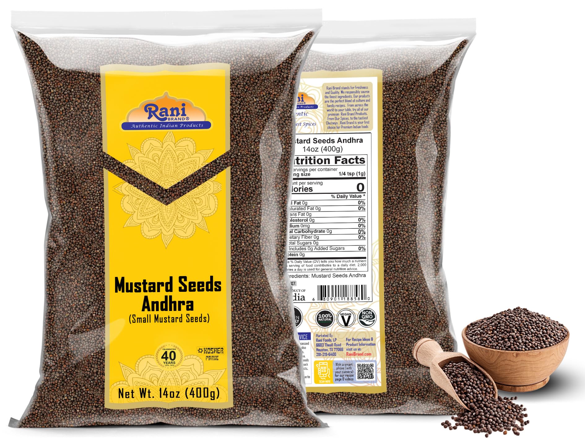 Rani Andra Mustard Seeds (Rai) Whole Spice (Rai Sarson) 14oz (400g) ~ All Natural | Gluten Friendly | NON-GMO | Kosher | Vegan | Indian Origin - Image 3