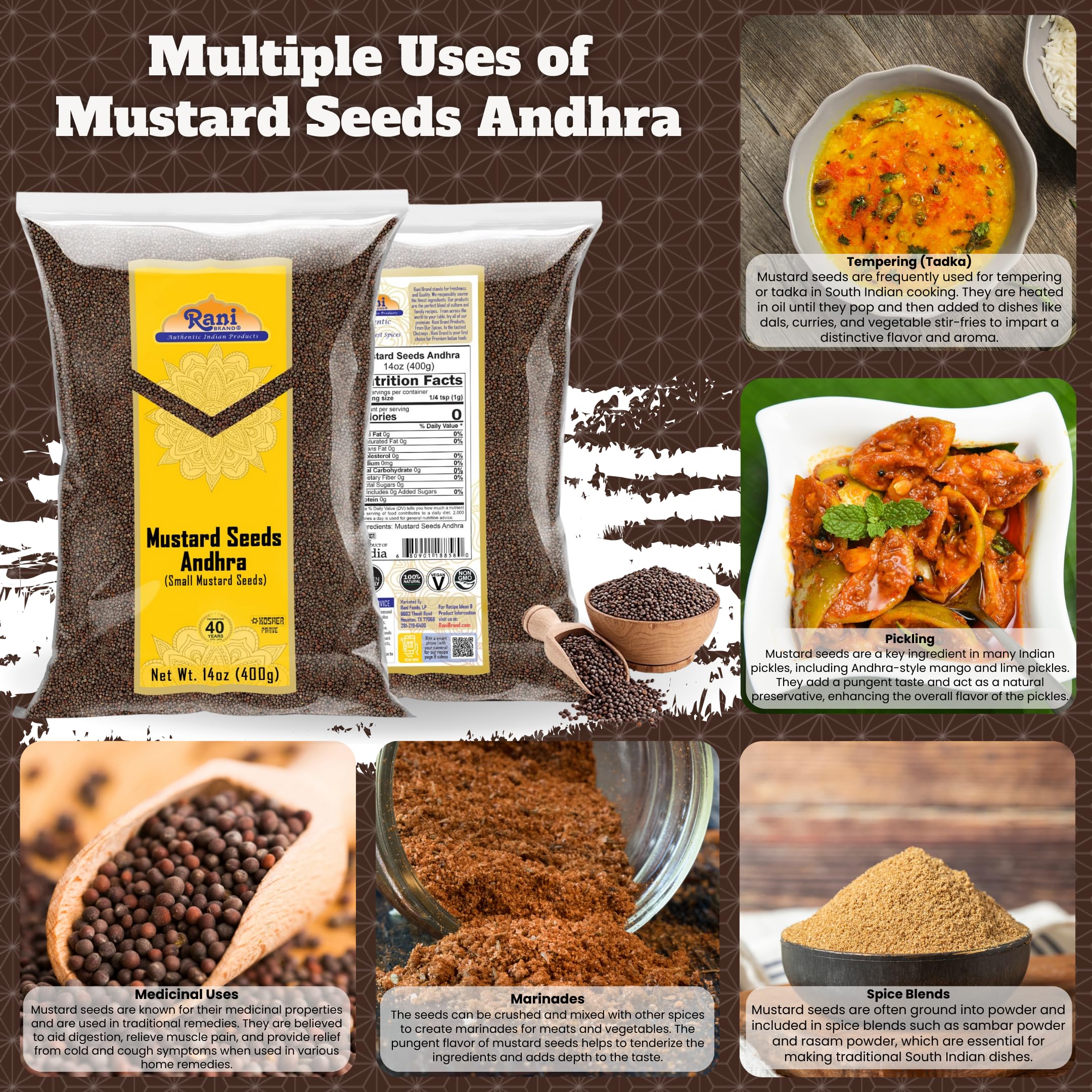 Rani Andra Mustard Seeds (Rai) Whole Spice (Rai Sarson) 14oz (400g) ~ All Natural | Gluten Friendly | NON-GMO | Kosher | Vegan | Indian Origin - Image 6
