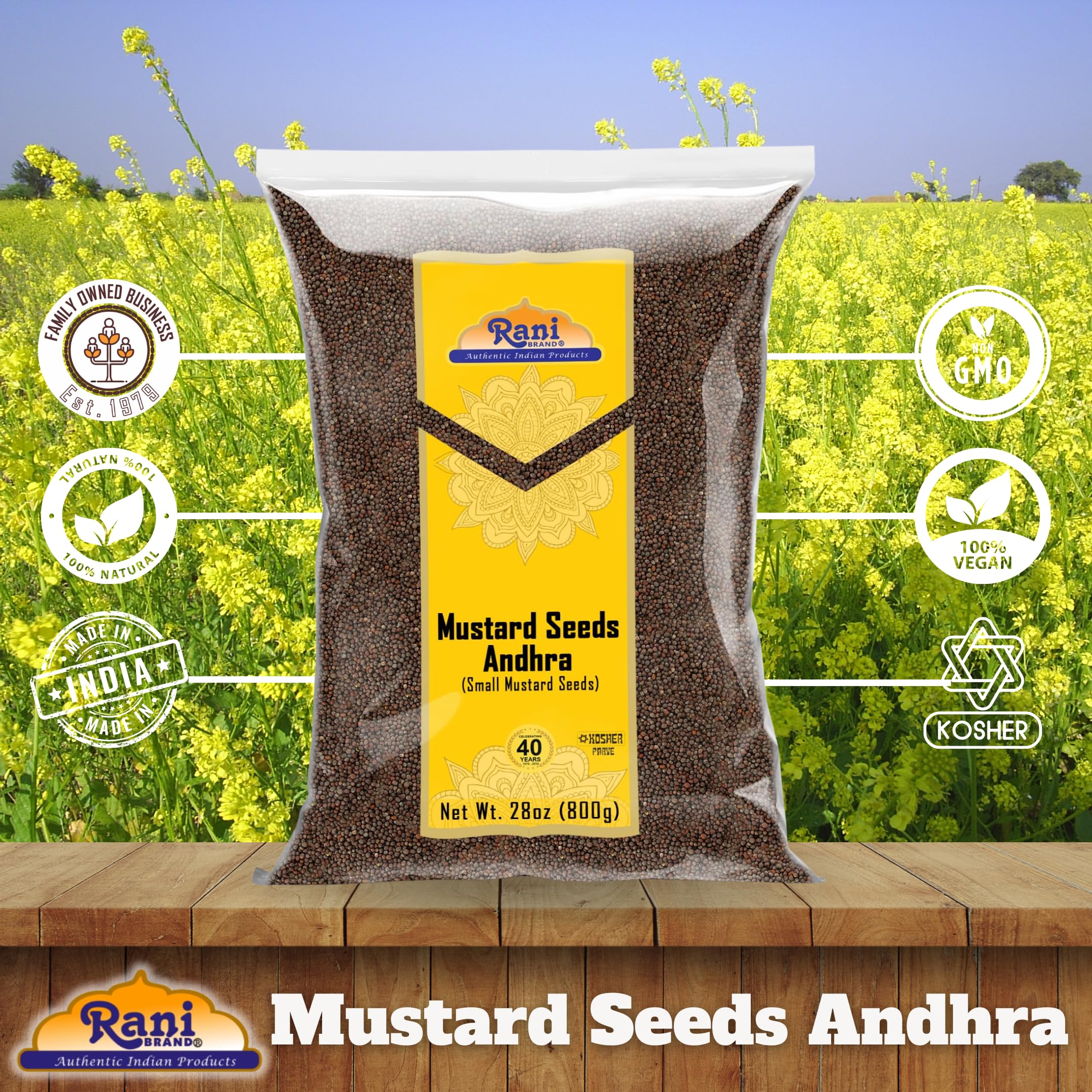 Rani Andra Mustard Seeds (Rai) Whole Spice (Rai Sarson) 28oz (800g) ~ All Natural | Gluten Friendly | NON-GMO | Kosher | Vegan | Indian Origin - Image 4