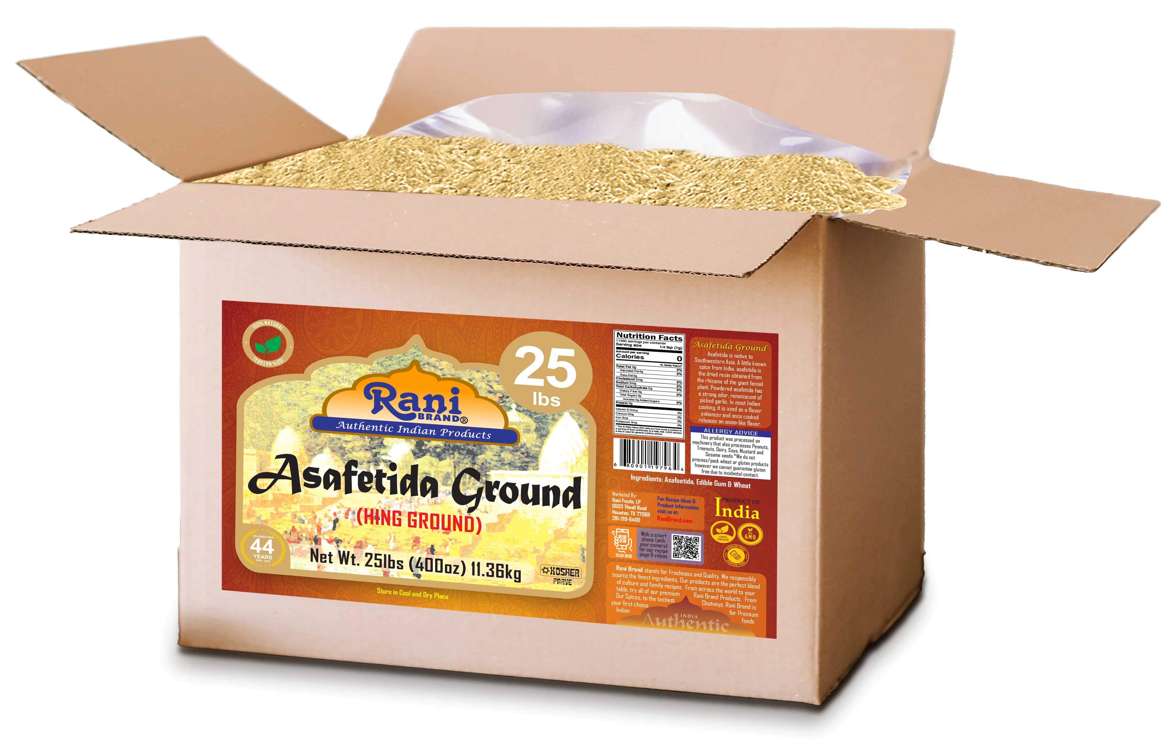 Rani Asafetida (Hing) Ground 400oz (25lbs) 11.36kg Bulk Box ~ All Natural | Salt Free | Vegan | NON-GMO | Kosher | Asafoetida Indian Spice | Best for Onion Garlic Substitute - Image 4