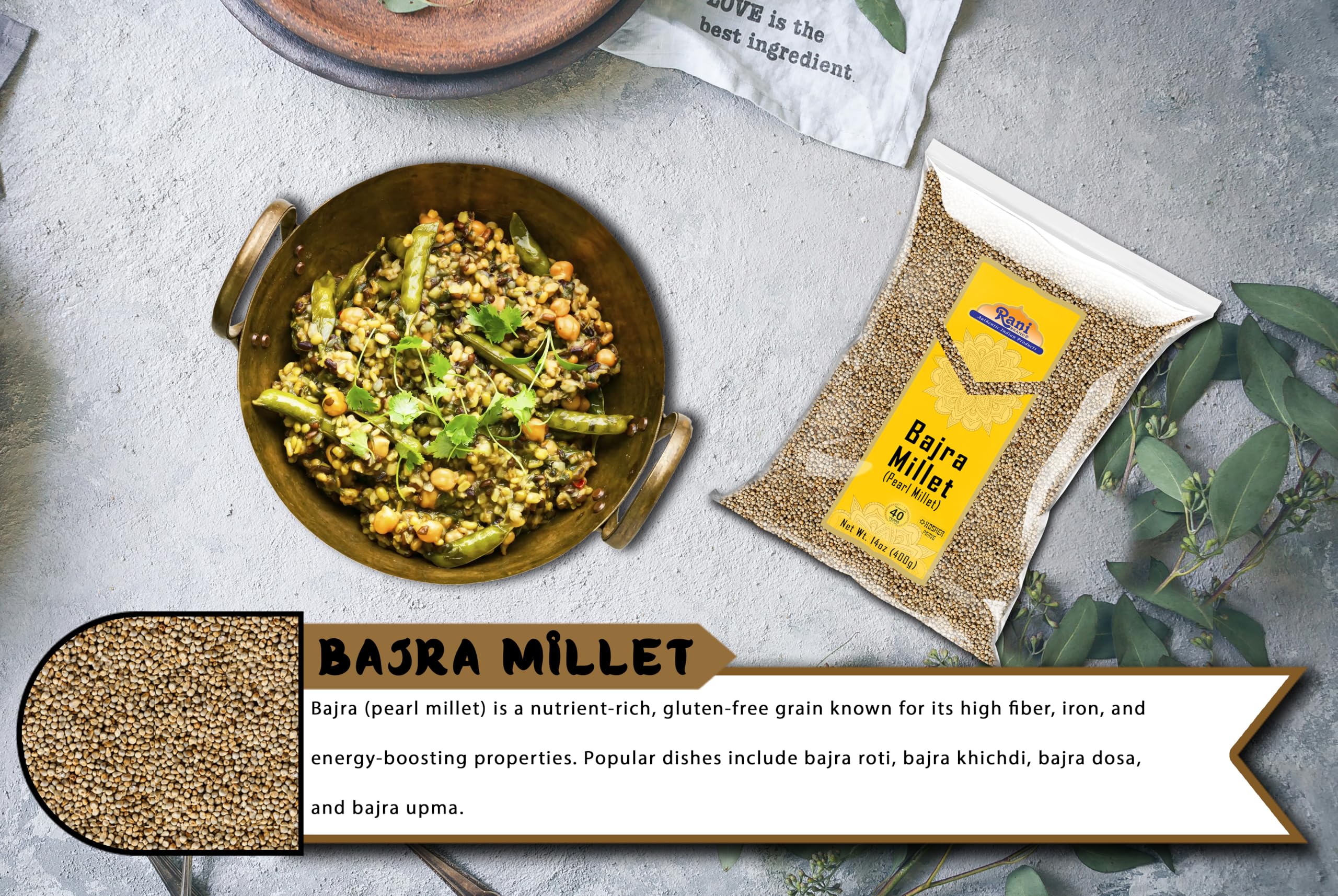 Rani Bajri Millet (Pearl Millet) 14oz (400g) ~ All Natural | Vegan | Gluten Friendly | NON-GMO | Kosher | Indian Origin - Image 6