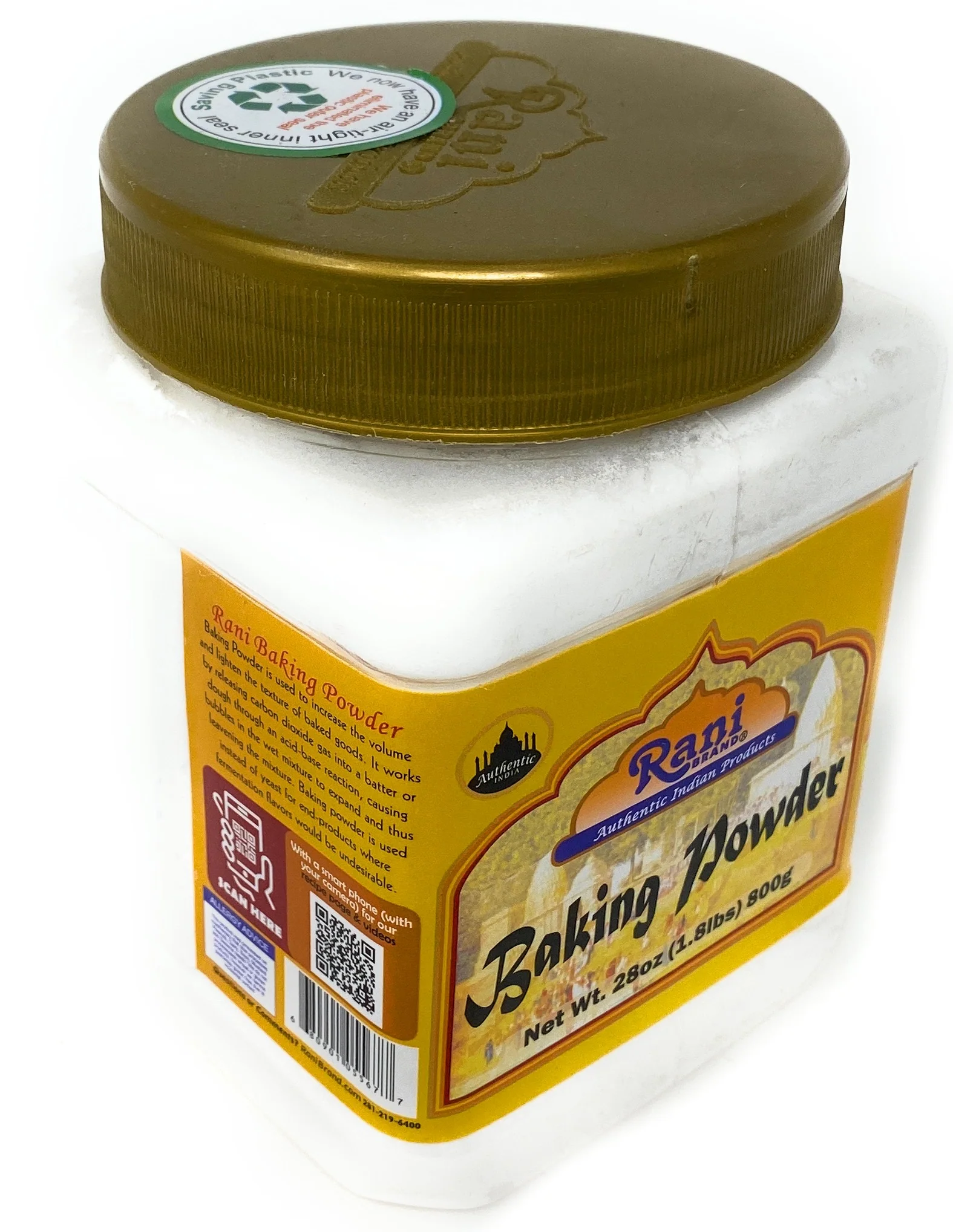 Rani Baking Powder 28oz (1.75lbs) 800g PET Jar ~ Used for cooking, NON-GMO | Indian Origin | Gluten Friendly - Image 4