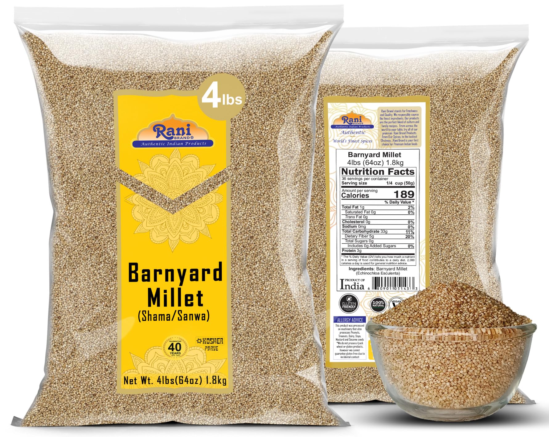 Rani Barnyard Millet (Echinochloa Esculenta Frumantacea) Whole {3 Sizes Available} - Image 7