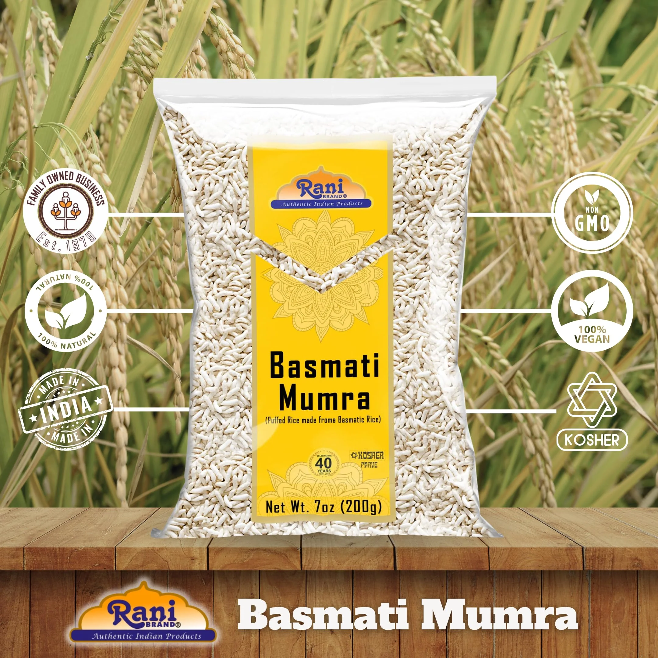 Rani Basmati Mamra (Puffed Rice) 7oz (200g) ~ All Natural, Indian Origin | No Color | Gluten Friendly | Vegan | NON-GMO | Kosher | No Salt or fillers - Image 4