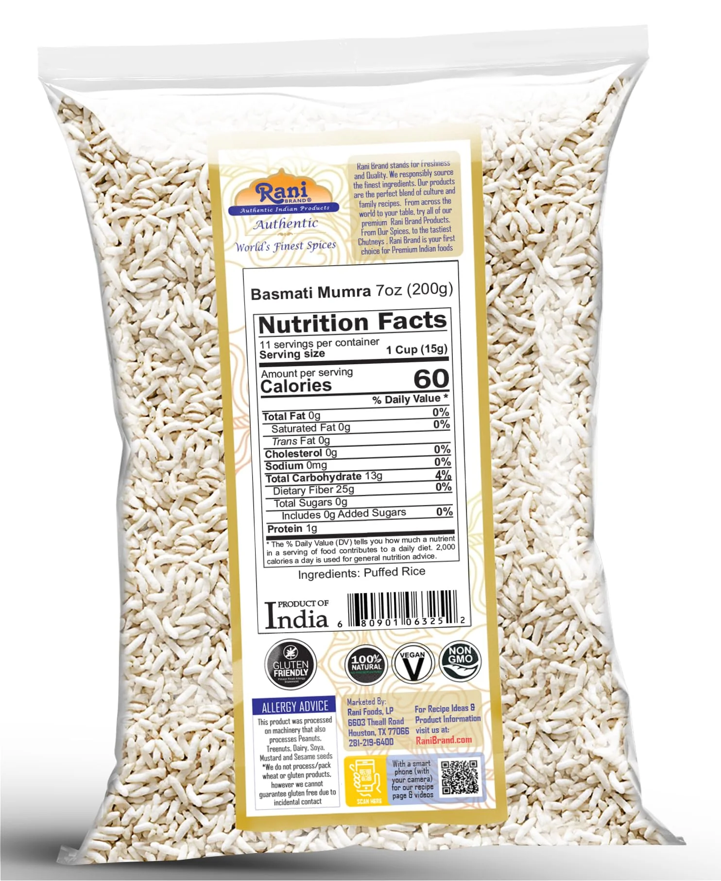 Rani Basmati Mamra (Puffed Rice) 7oz (200g) ~ All Natural, Indian Origin | No Color | Gluten Friendly | Vegan | NON-GMO | Kosher | No Salt or fillers - Image 7