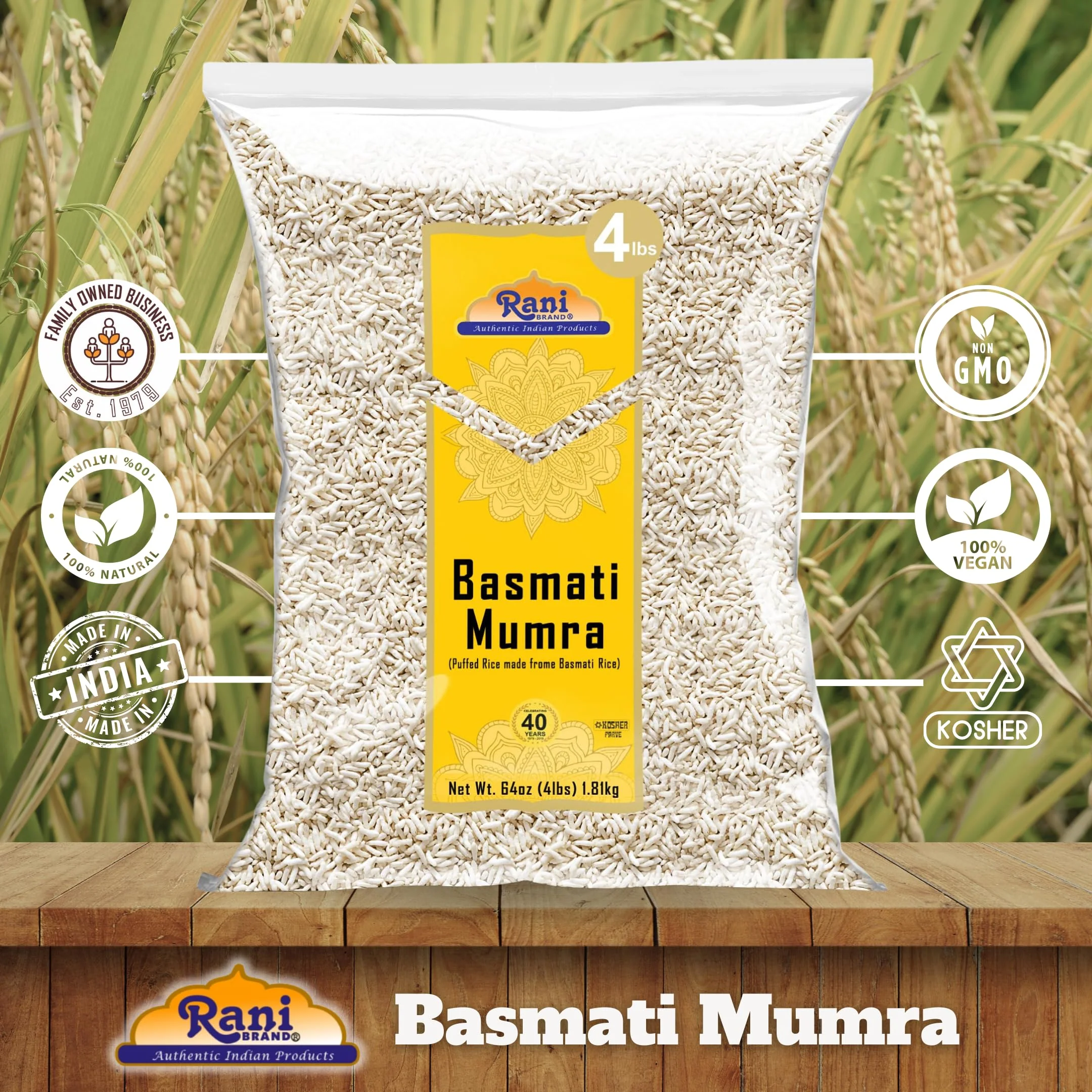 Rani Basmati Mumra (Puffed Rice) 64oz (4lbs) 1.81kg Bulk ~ All Natural | No Color | Gluten Friendly | Vegan | NON-GMO | Kosher | No Salt or fillers | Indian Origin - Image 4