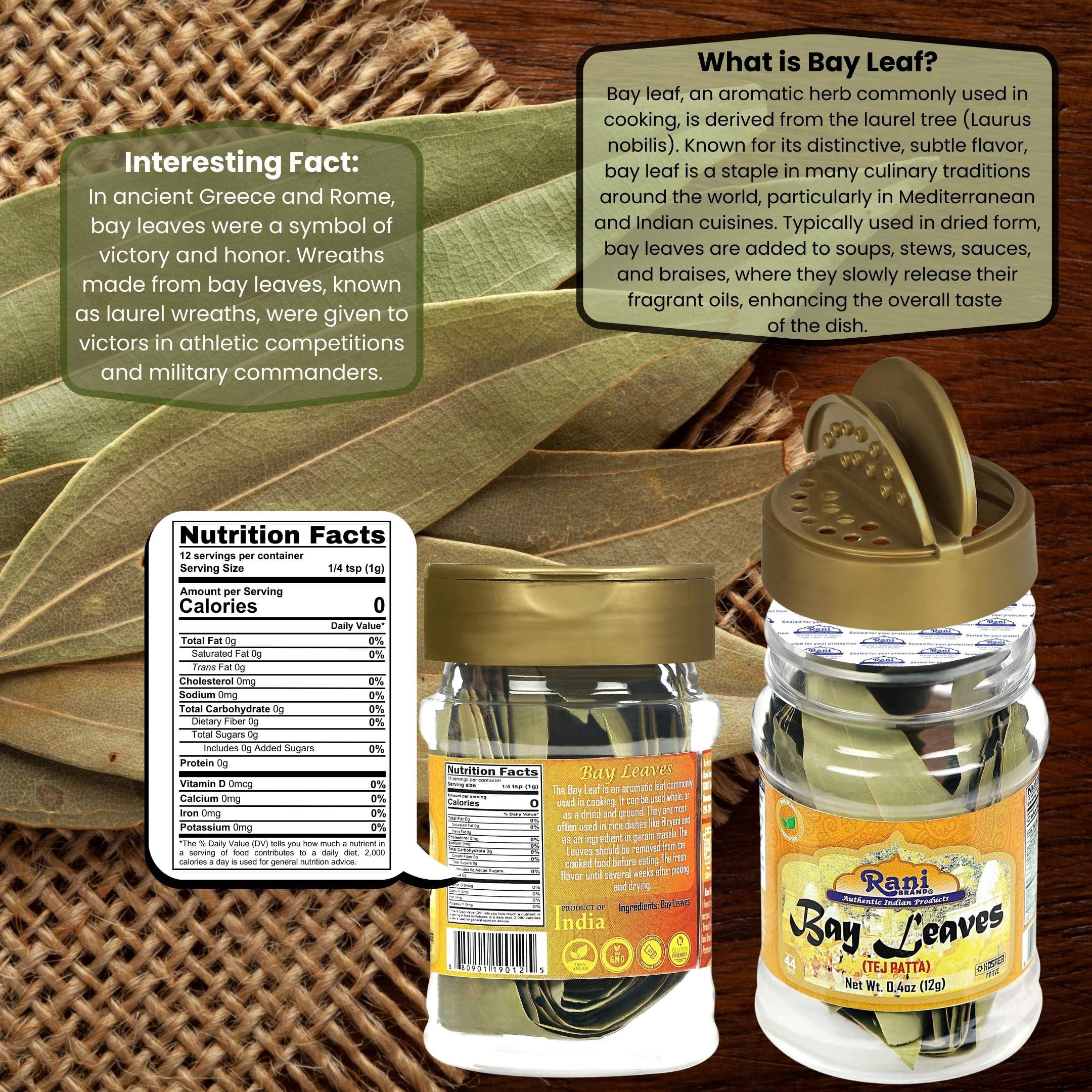 Rani Bay Leaf (Leaves) Whole Spice Hand Selected Extra Large 0.4oz (12g) PET Jar ~ Natural | Gluten Friendly | NON-GMO | Kosher | Vegan - Image 3