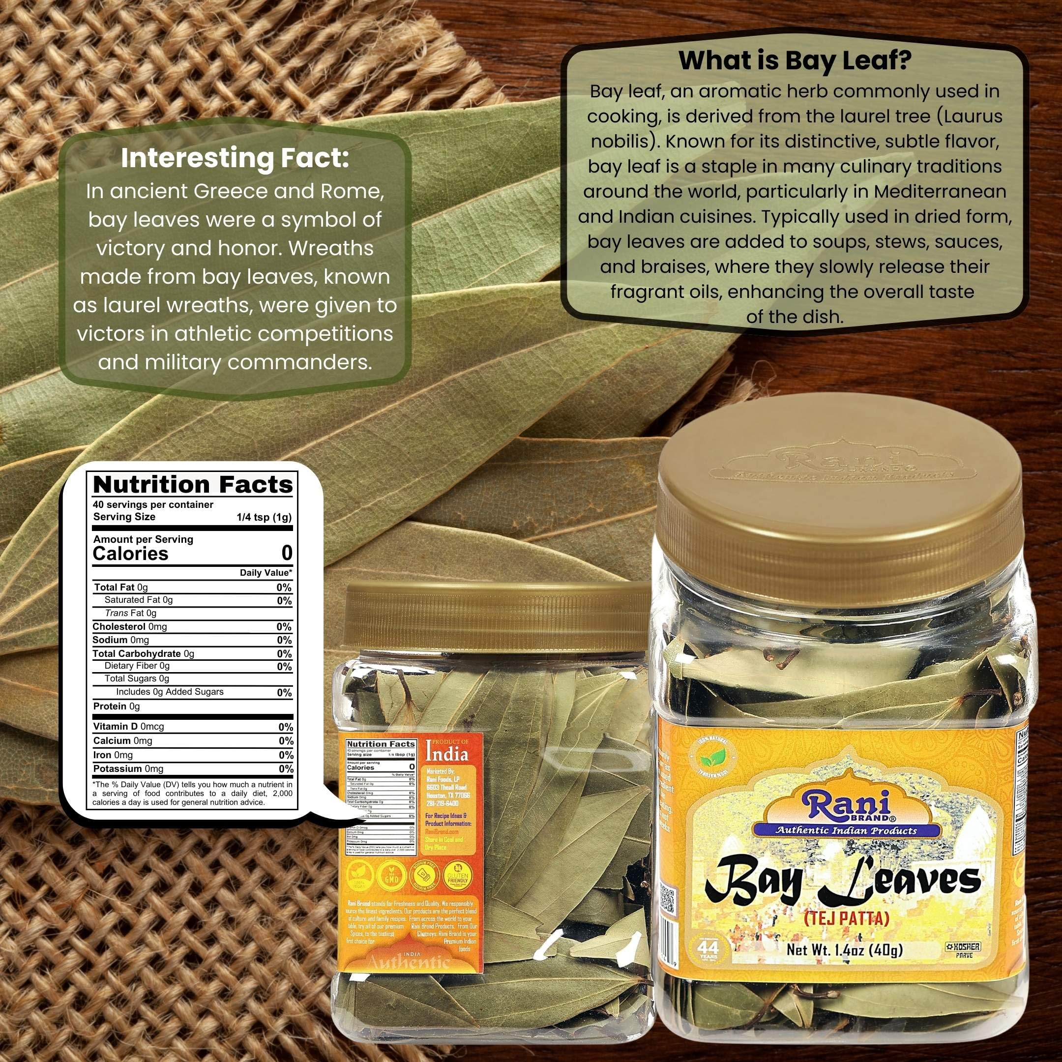 Rani Bay Leaf (Leaves) Whole Spice Hand Selected Extra Large 1.4oz (40g) PET Jar ~ All Natural | Gluten Friendly | NON-GMO | Vegan | Kosher | Indian Origin - Image 3