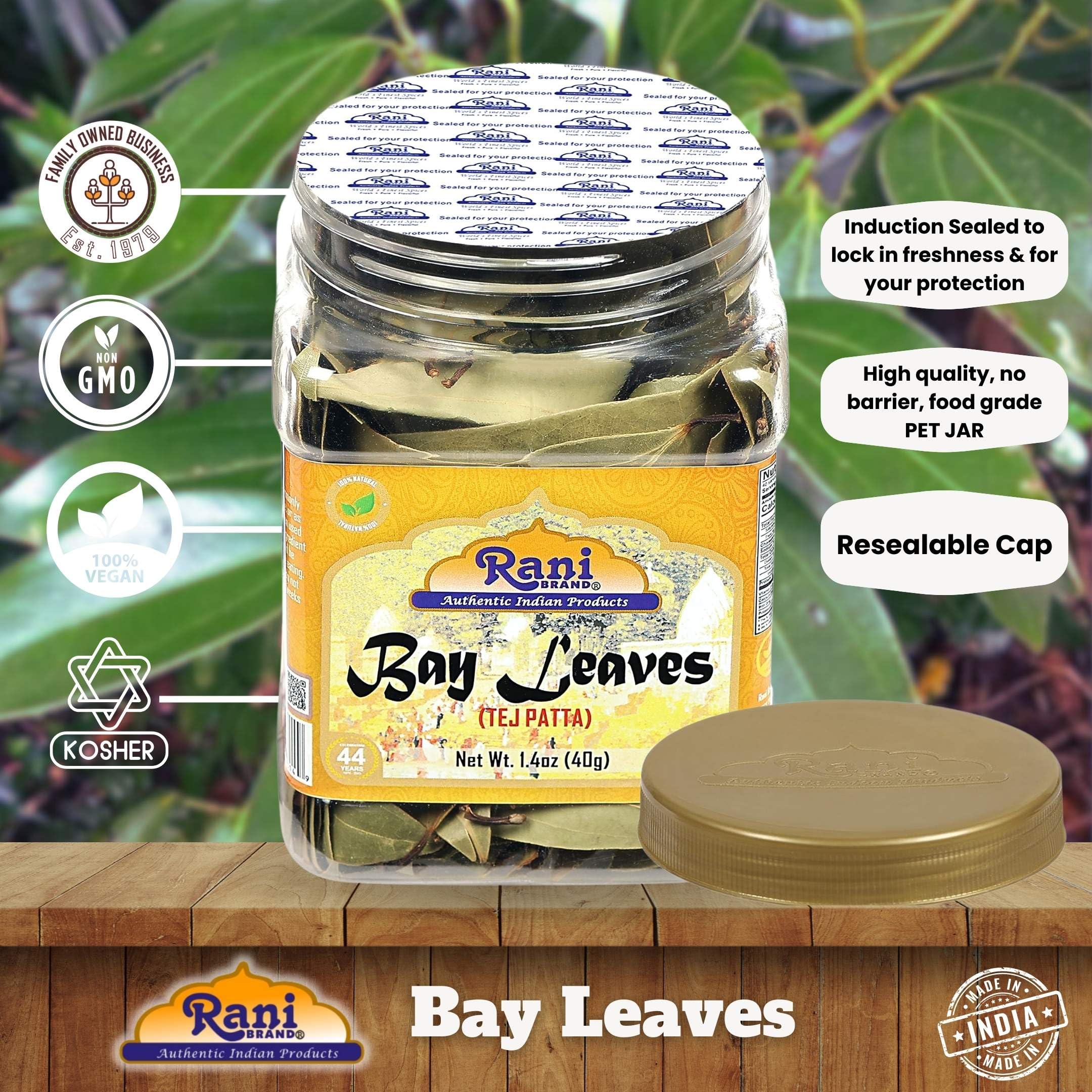 Rani Bay Leaf (Leaves) Whole Spice Hand Selected Extra Large 1.4oz (40g) PET Jar ~ All Natural | Gluten Friendly | NON-GMO | Vegan | Kosher | Indian Origin - Image 4