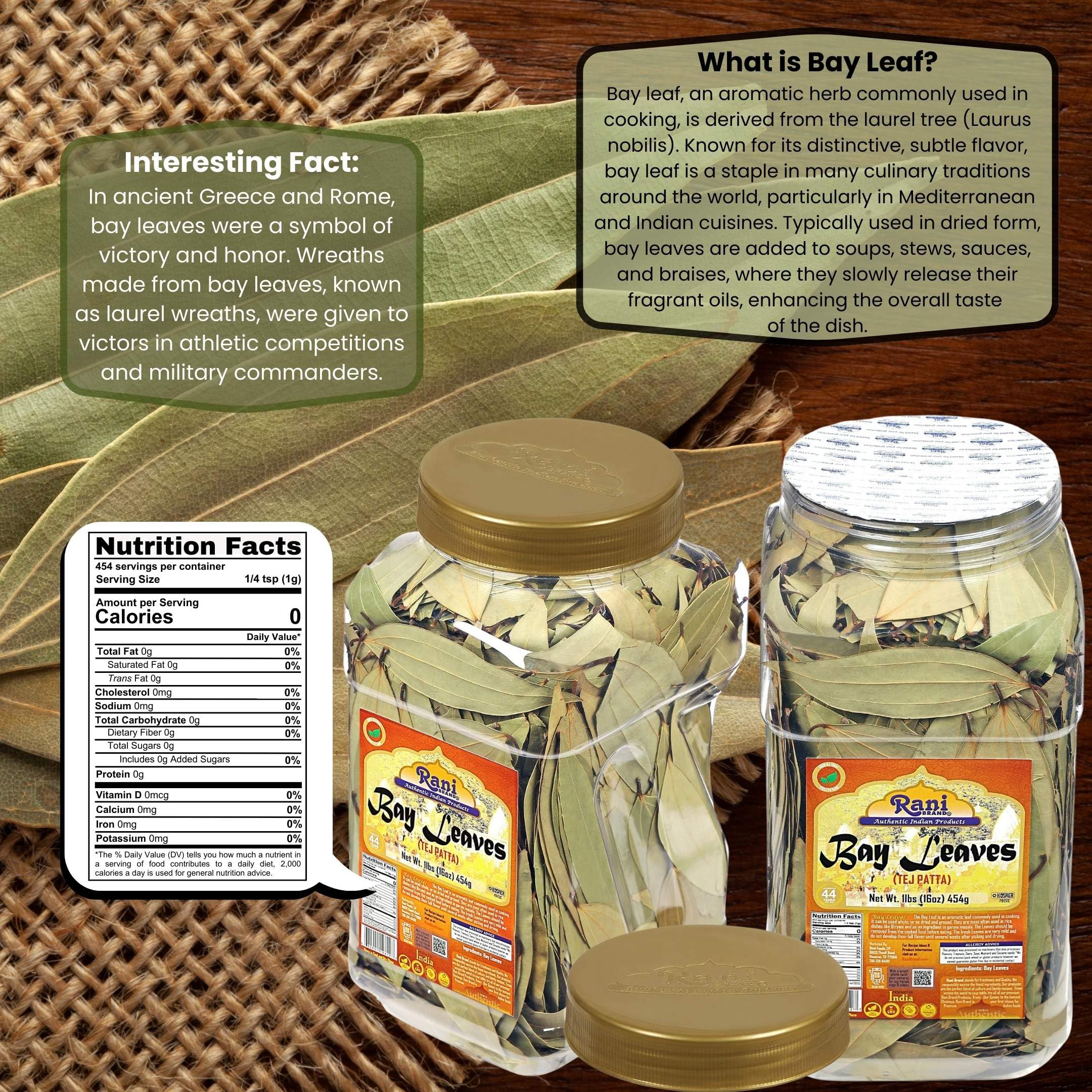 Rani Bay Leaf (Leaves) Whole Spice Hand Selected Extra Large 16oz (1lb) 454g PET Jar ~ All Natural | Gluten Friendly | NON-GMO | Vegan | Kosher | Indian Origin - Image 3