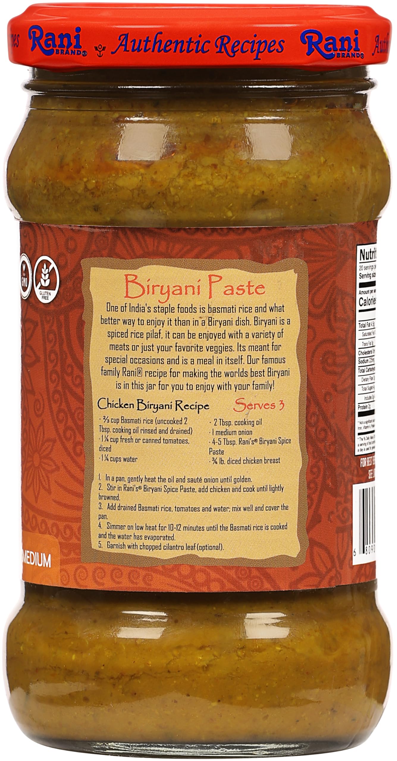 Rani Biryani Masala Curry Paste (Cooking Spice Paste for Indian Rice Dishes, Pullao/Pilau) 10.5oz (300g) Glass Jar, Pack of 5+1 FREE ~ All Natural | Vegan | No Colors | Gluten Free | NON-GMO | Kosher - Image 6