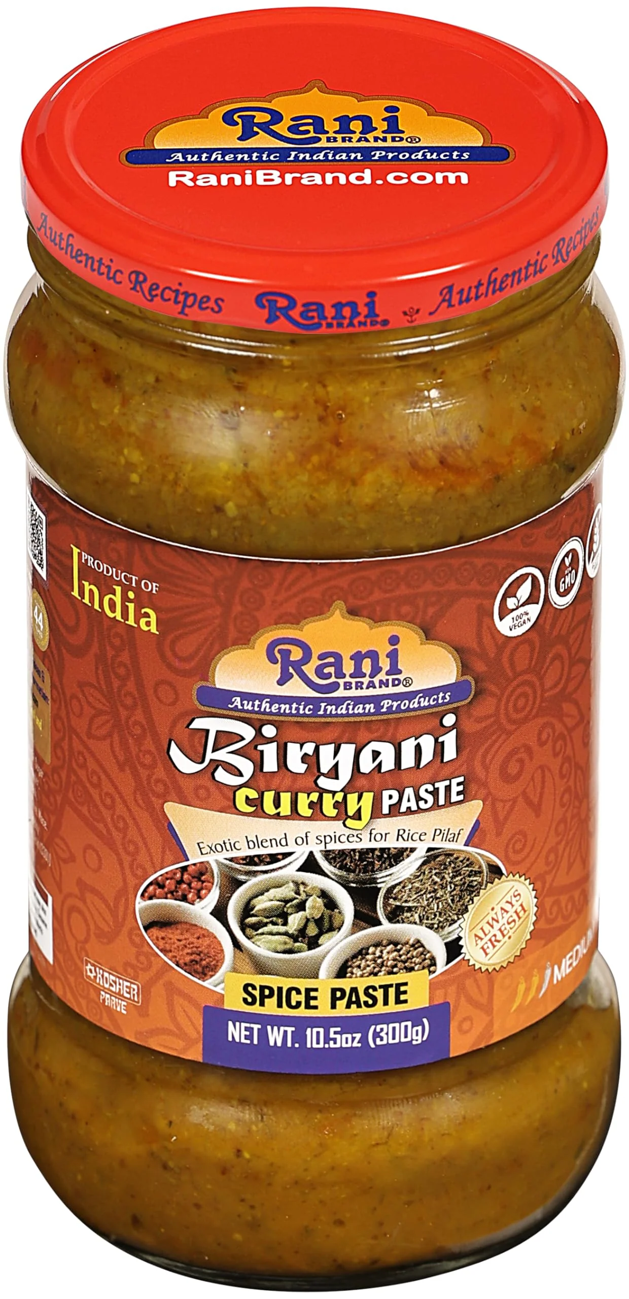 Rani Biryani Masala Curry Paste (Cooking Spice Paste for Indian Rice Dishes, Pullao/Pilau) 10.5oz (300g) Glass Jar, Pack of 5+1 FREE ~ All Natural | Vegan | No Colors | Gluten Free | NON-GMO | Kosher - Image 7