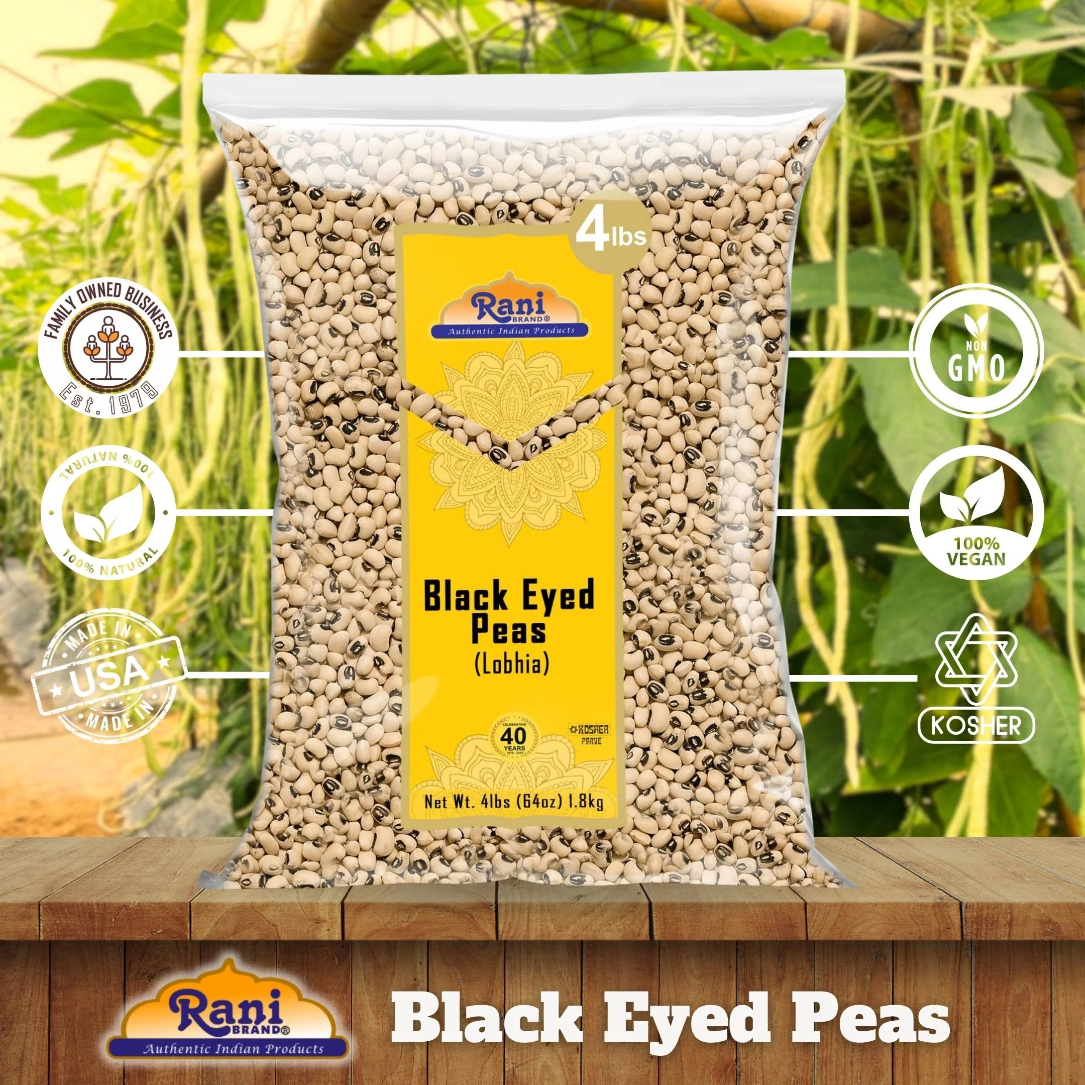 Rani Black Eyed Peas, Dried (Lobhia) 64oz (4lbs) 1.81kg ~ All Natural | Vegan | Kosher | Gluten Friendly | Product of USA - Image 4