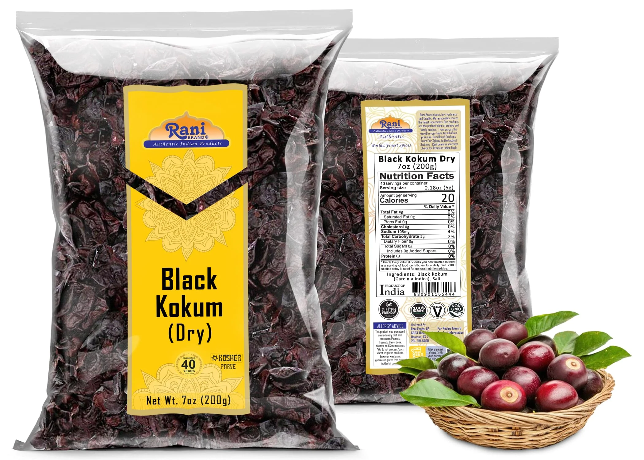 Rani Black Kokum (Dry) Garcinia Indica 7oz (200g) ~ All Natural | Gluten Friendly | Vegan | NON-GMO | Kosher | No Salt or fillers | Indian Origin - Image 7