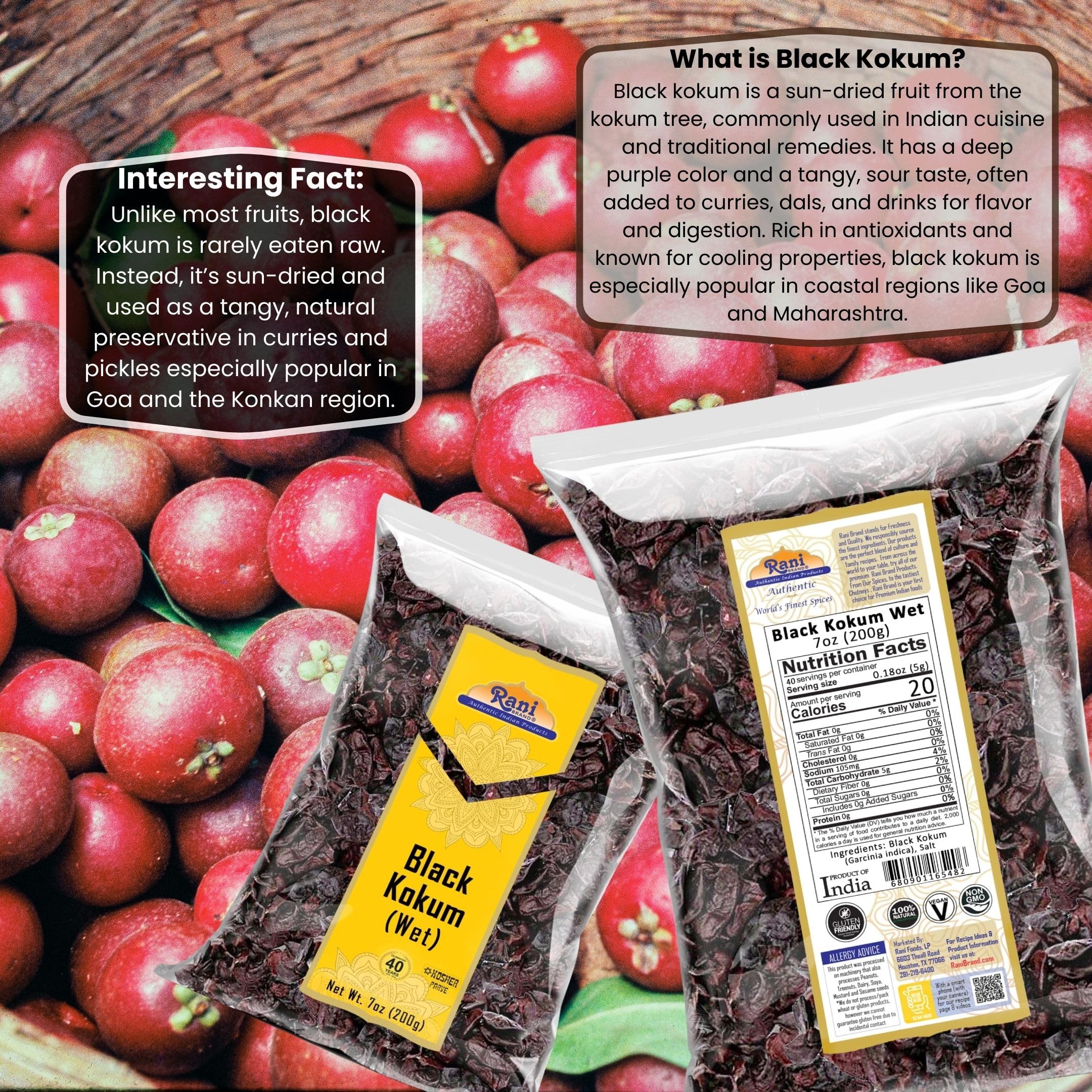 Rani Black Kokum (Wet) Garcinia Indica 7oz (200g) ~ All Natural | Gluten Friendly | Vegan | NON-GMO | Kosher | No Salt or fillers | Indian Origin - Image 3
