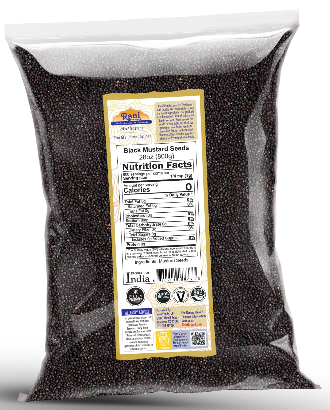Rani Black Mustard Seeds Whole Spice (Kali Rai) 28oz (800g) ~ All Natural | Gluten Friendly | NON-GMO | Kosher | Vegan | Indian Origin - Image 8