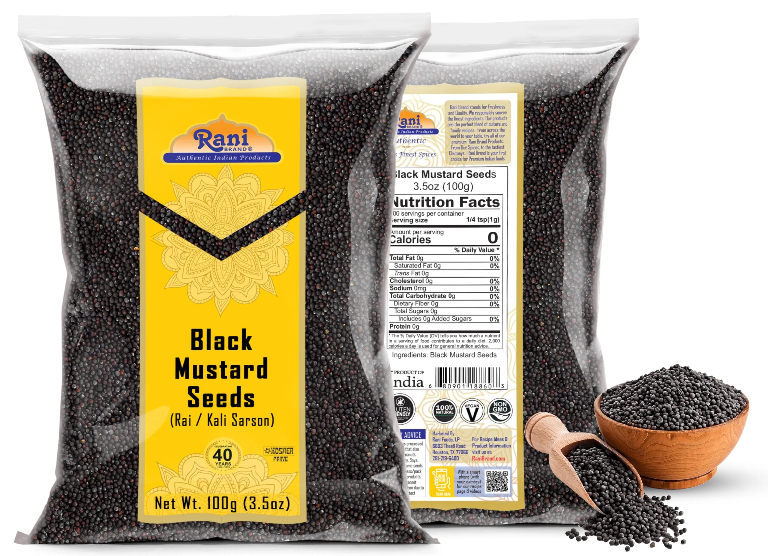 Rani Black Mustard Seeds Whole Spice (Kali Rai) 3.5oz (100g) ~ All Natural | Gluten Friendly | NON-GMO | Kosher | Vegan - Image 7