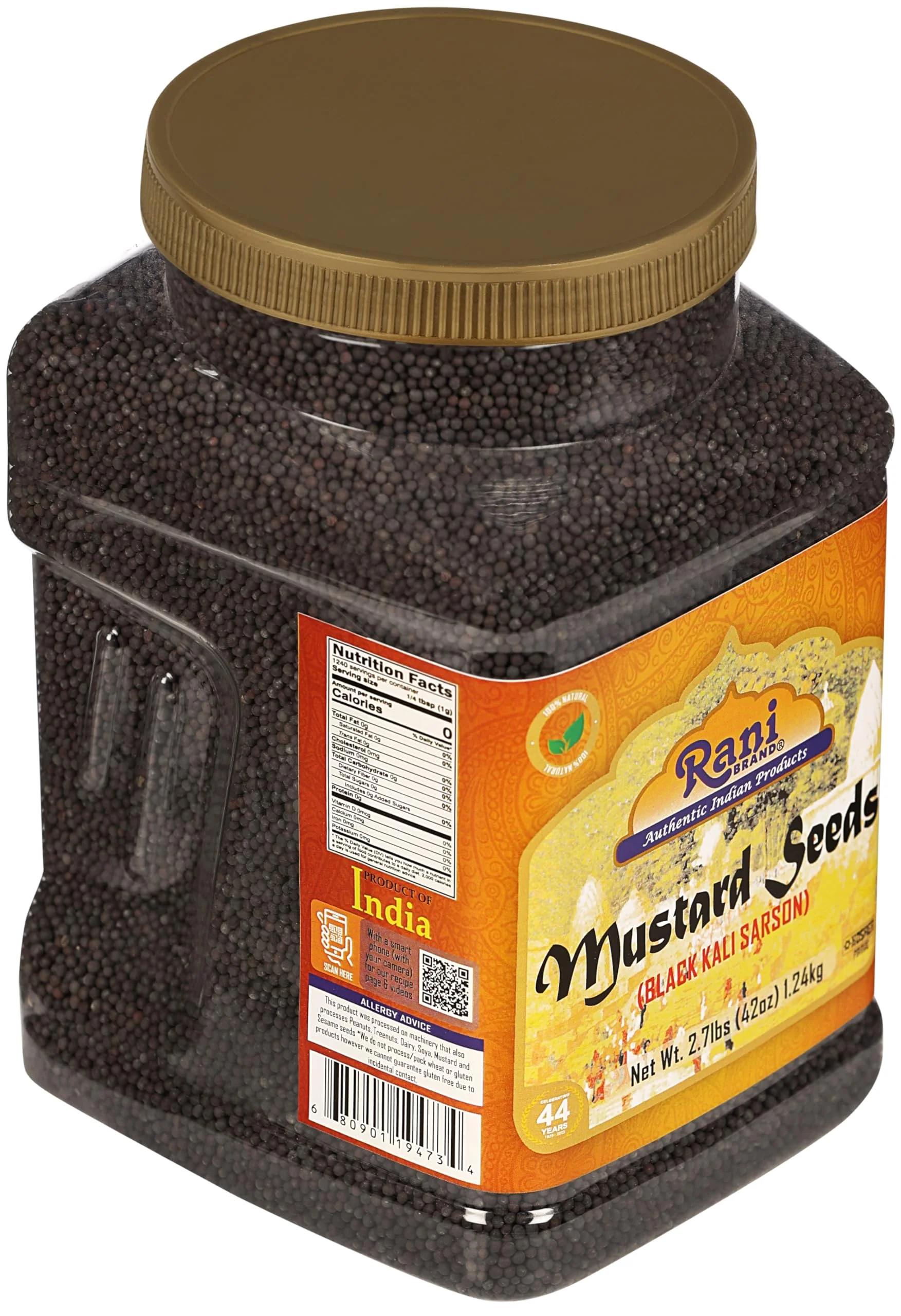 Rani Black Mustard Seeds Whole Spice (Kali Rai) 42oz (2.7lbs) 1.22kg PET Jar ~ All Natural | Gluten Friendly | NON-GMO | Vegan | Kosher | Indian Origin - Image 8