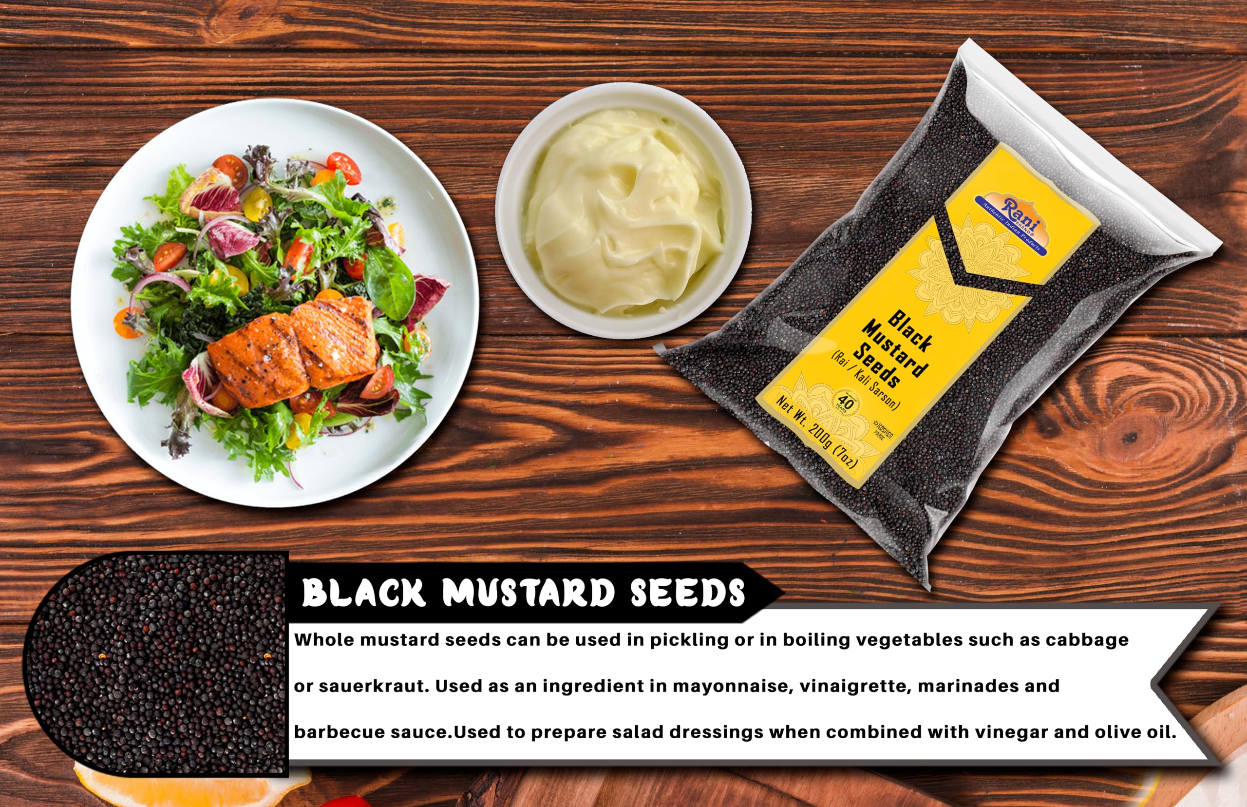 Rani Black Mustard Seeds Whole Spice (Kali Rai) 7oz (200g) ~ All Natural | Gluten Friendly | NON-GMO | Kosher | Vegan - Image 6