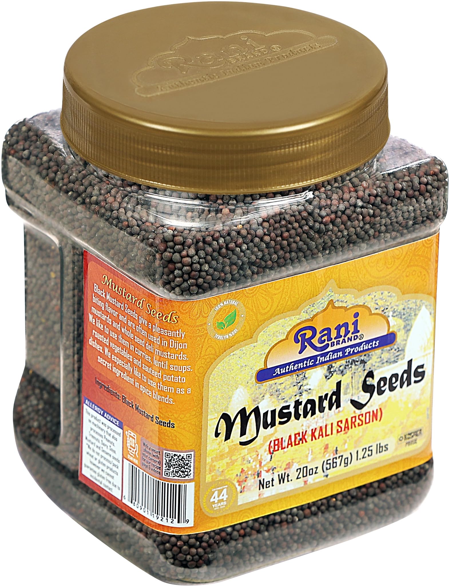 Rani Black Mustard Seeds Whole Spice (Kali Rai) 20oz (1.25lbs) 567g PET Jar ~ All Natural | Gluten Friendly | NON-GMO | Vegan | Kosher | Indian Origin - Image 8