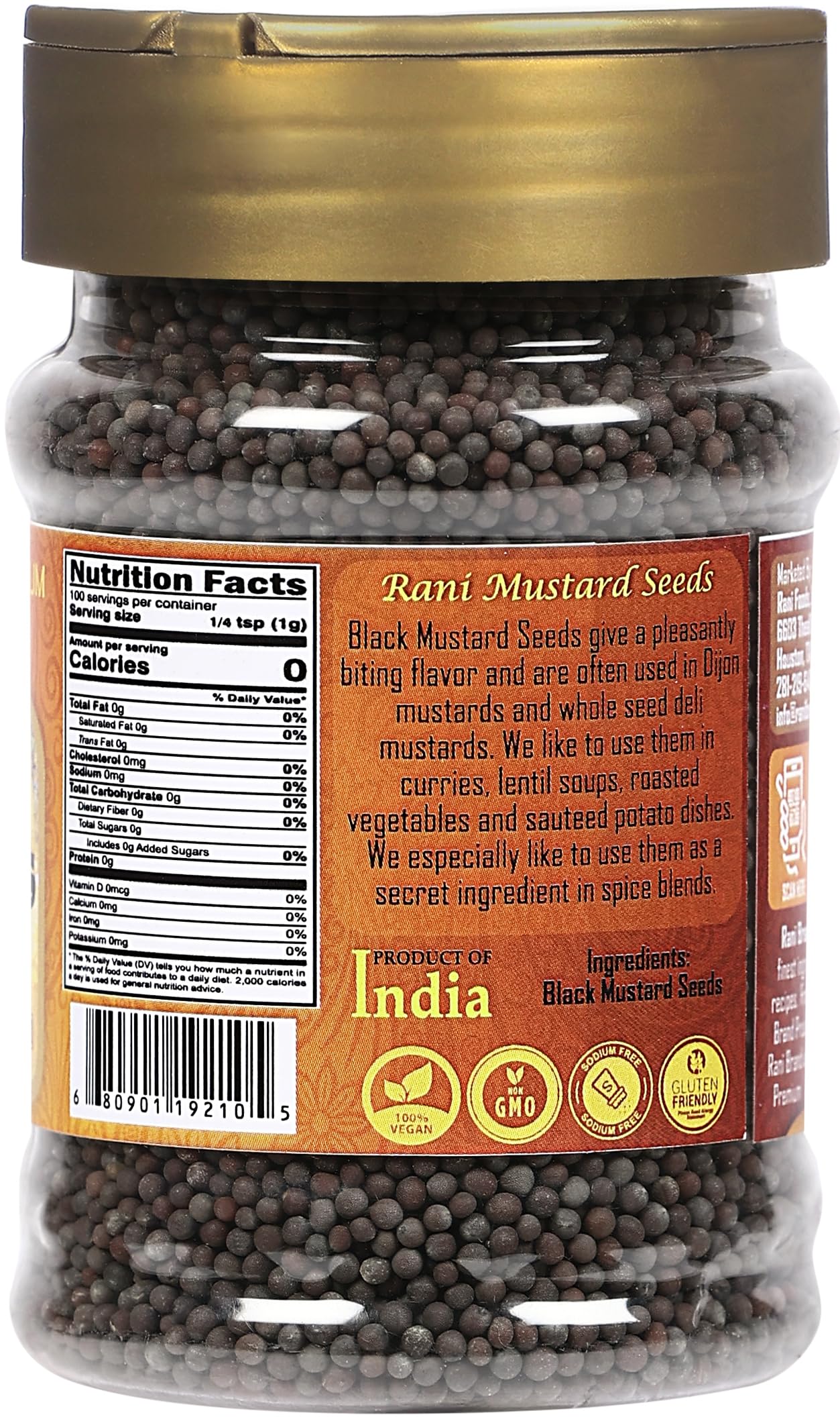 Rani Black Mustard Seeds Whole Spice (Rai Sarson) 3.5oz (100g) PET Jar ~ All Natural | Gluten Friendly | NON-GMO | Kosher | Vegan | Indian Origin - Image 6