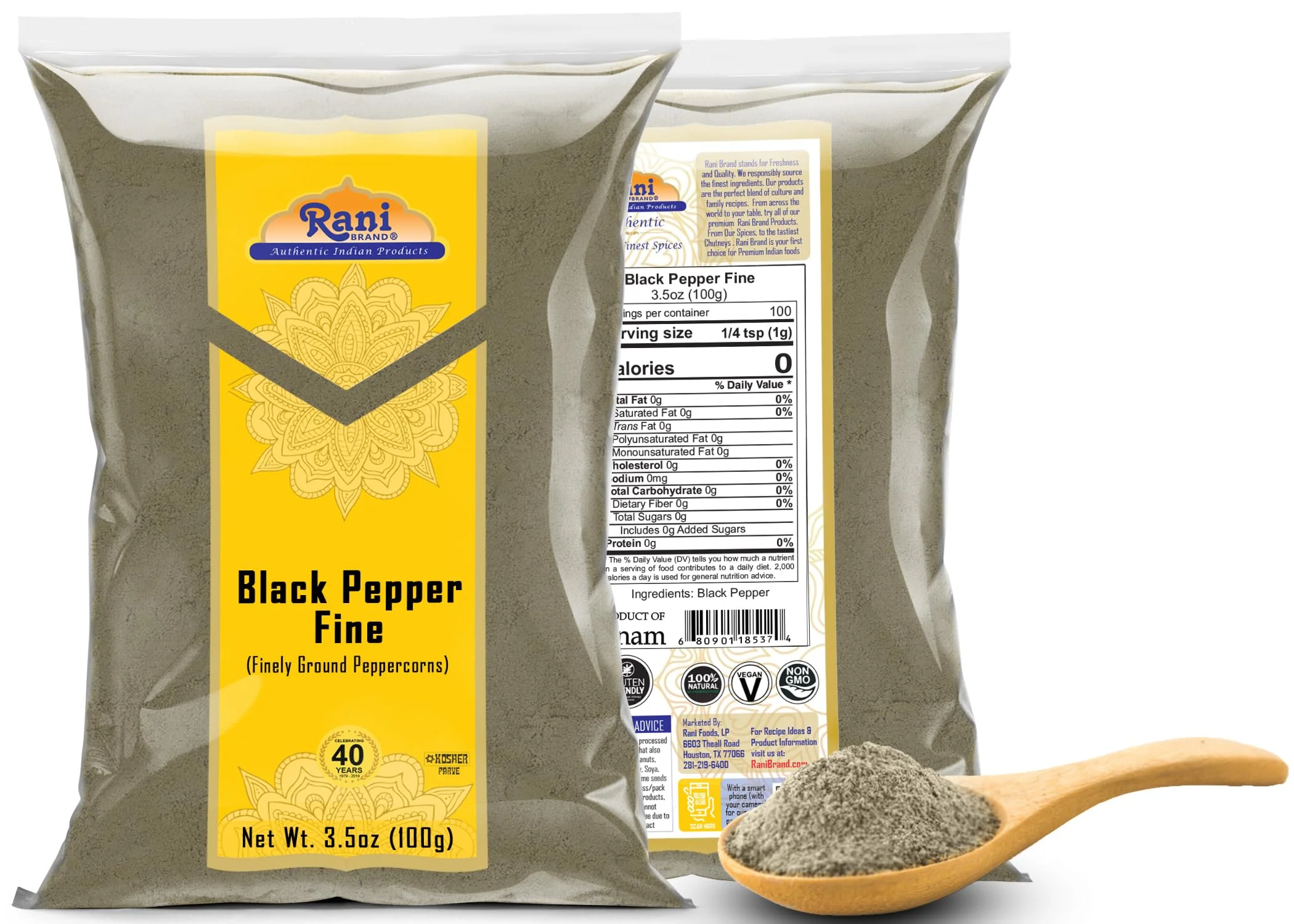 Rani Black Pepper Fine Powder 80 Mesh, 3.5oz (100g) ~ Gluten Friendly | Non-GMO | Kosher | Natural - Image 6