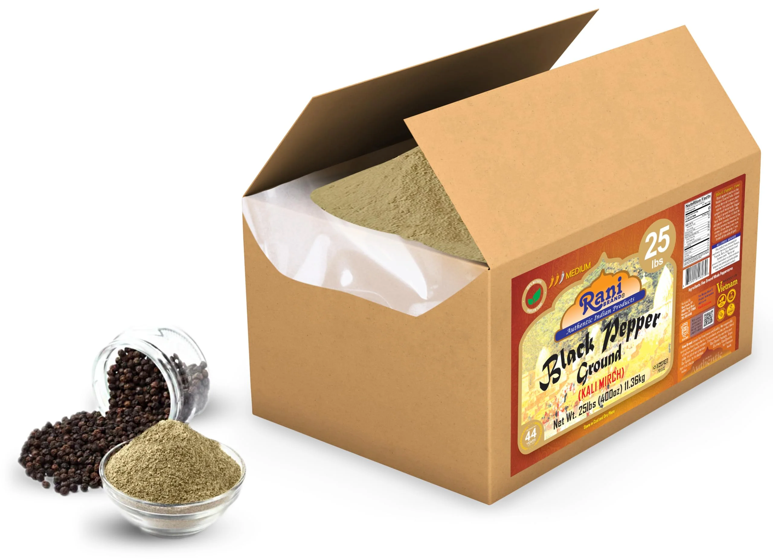 Rani Black Pepper Fine Powder 80 Mesh, 400oz (25lbs) 11.36kg Bulk Box ~ All Natural | Vegan | Gluten Friendly | NON-GMO | Kosher - Image 3
