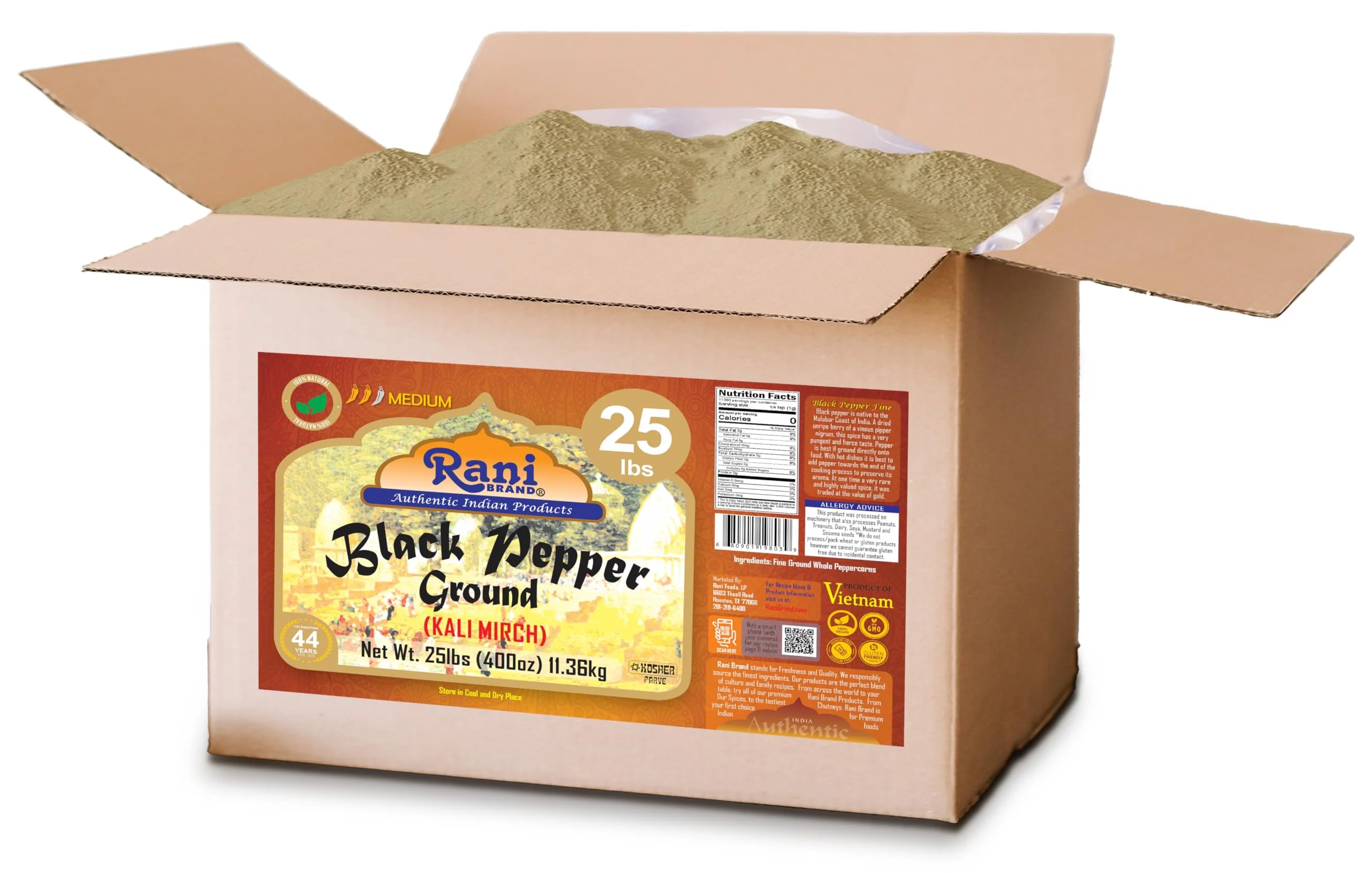 Rani Black Pepper Fine Powder 80 Mesh, 400oz (25lbs) 11.36kg Bulk Box ~ All Natural | Vegan | Gluten Friendly | NON-GMO | Kosher - Image 4