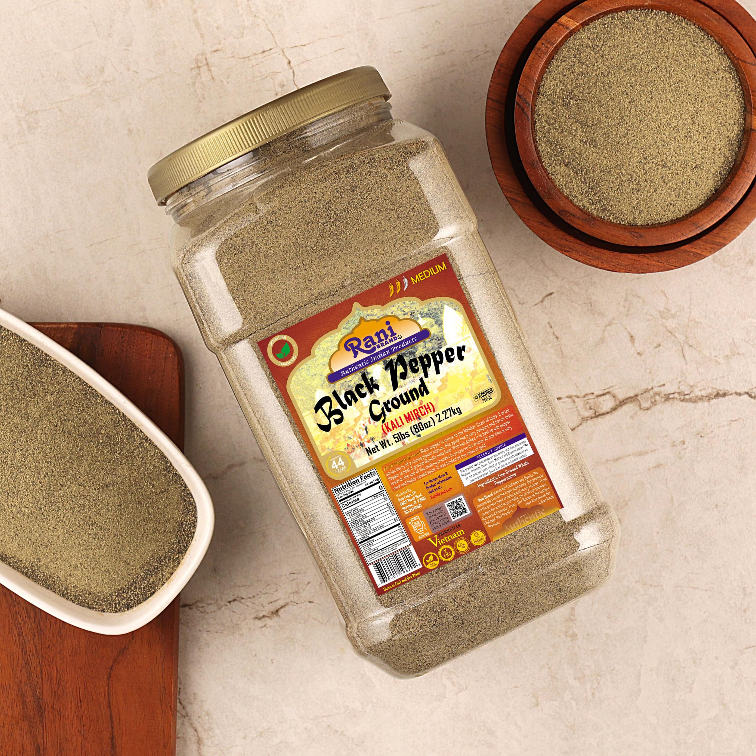 Rani Black Pepper Fine Powder 80 Mesh, 80oz (5lbs) 2.27kg Bulk PET Jar ~ All Natural | Vegan | Gluten Friendly | NON-GMO | Kosher - Image 5