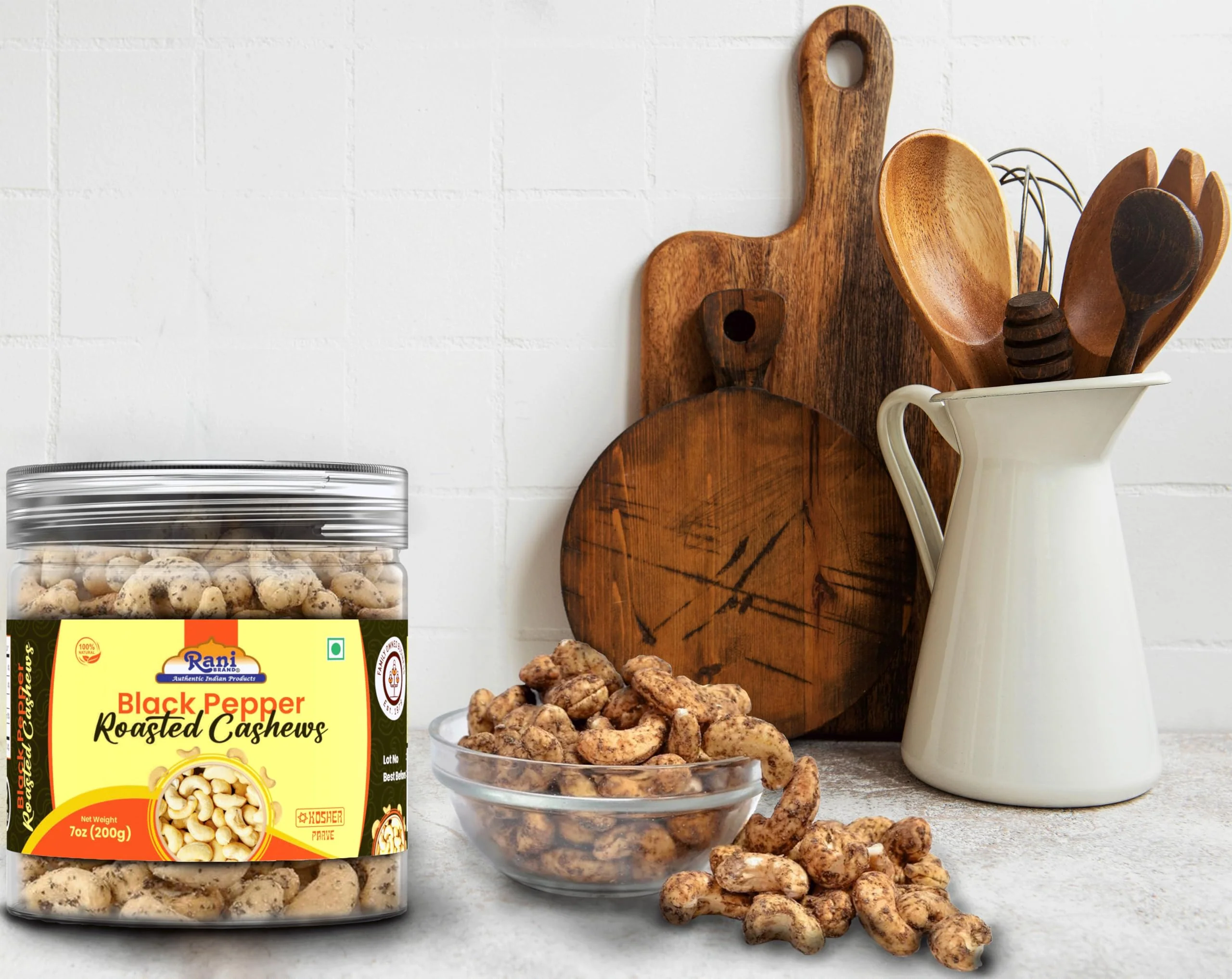 Rani Black Pepper Roasted Cashews 7oz (200g) PET Jar, Non-Fried, Oil Free ~ All Natural | Vegan | Gluten Friendly | NON-GMO | Kosher | Air Roasted, Crunchy & Flavorful - Image 5